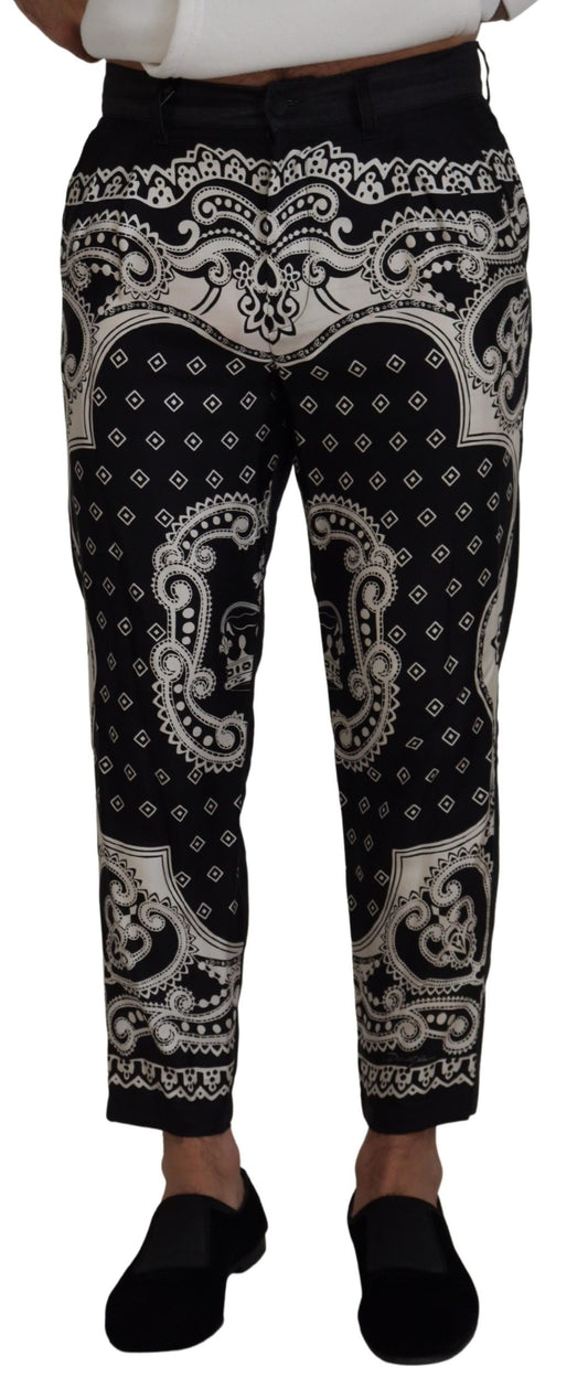 Dolce & Gabbana Elegant Bandana Print Silk-Cotton Pants IT48 / M