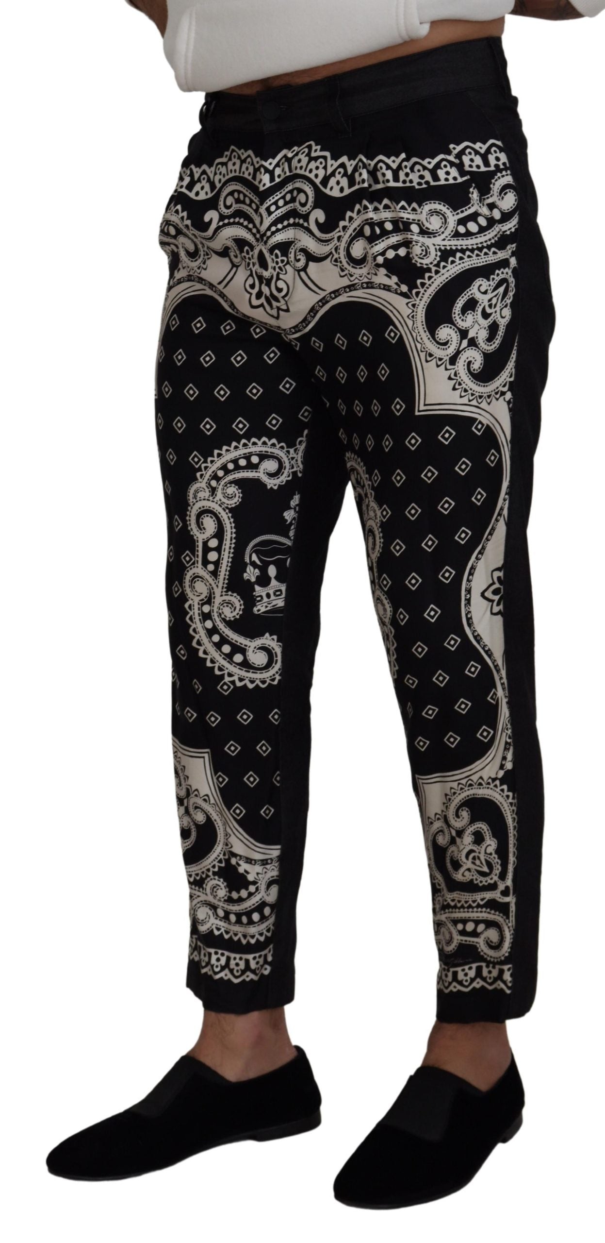 Dolce & Gabbana Elegant Bandana Print Silk-Cotton Pants IT48 / M