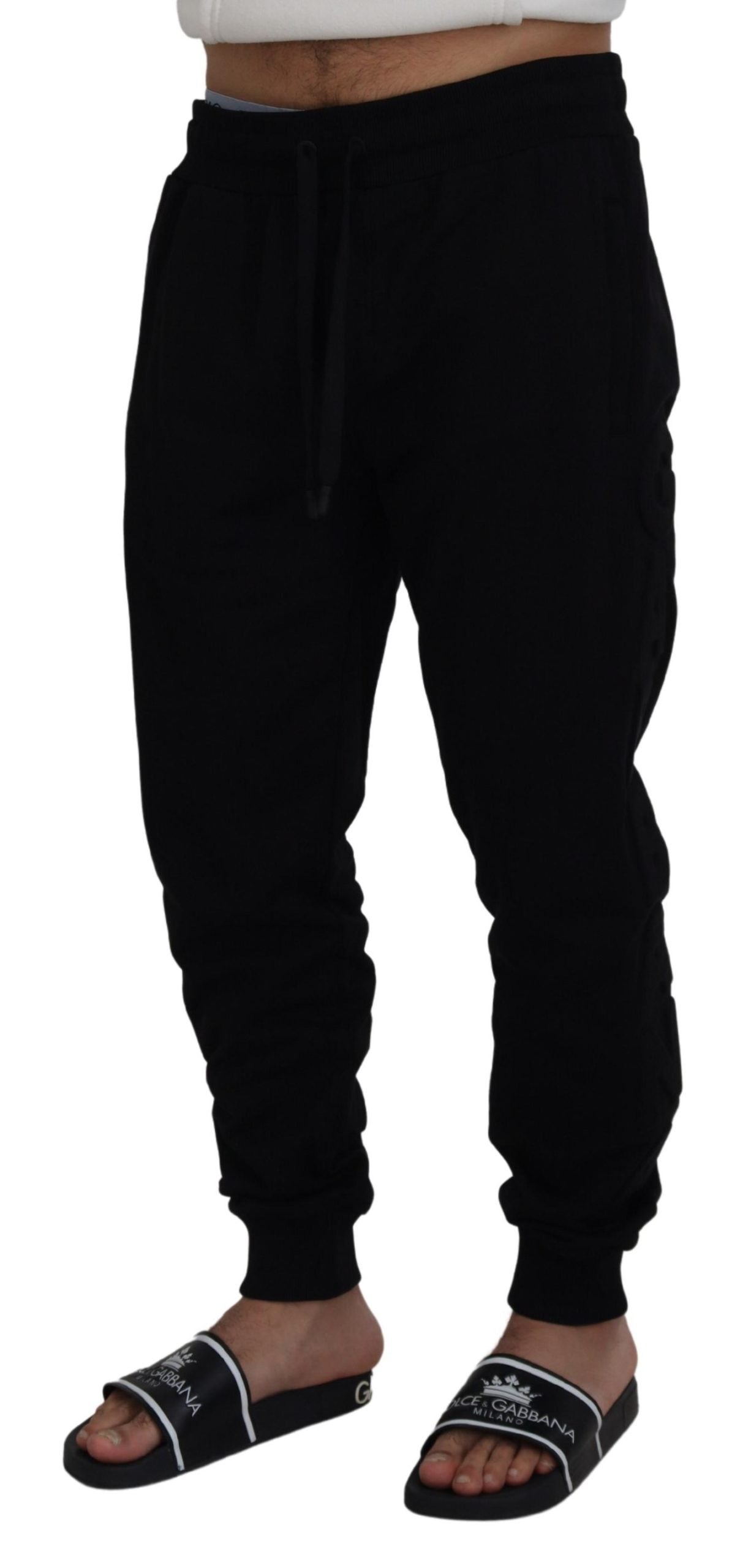 Dolce & Gabbana Elegant Black Cotton Jogger Pants IT56 / XL