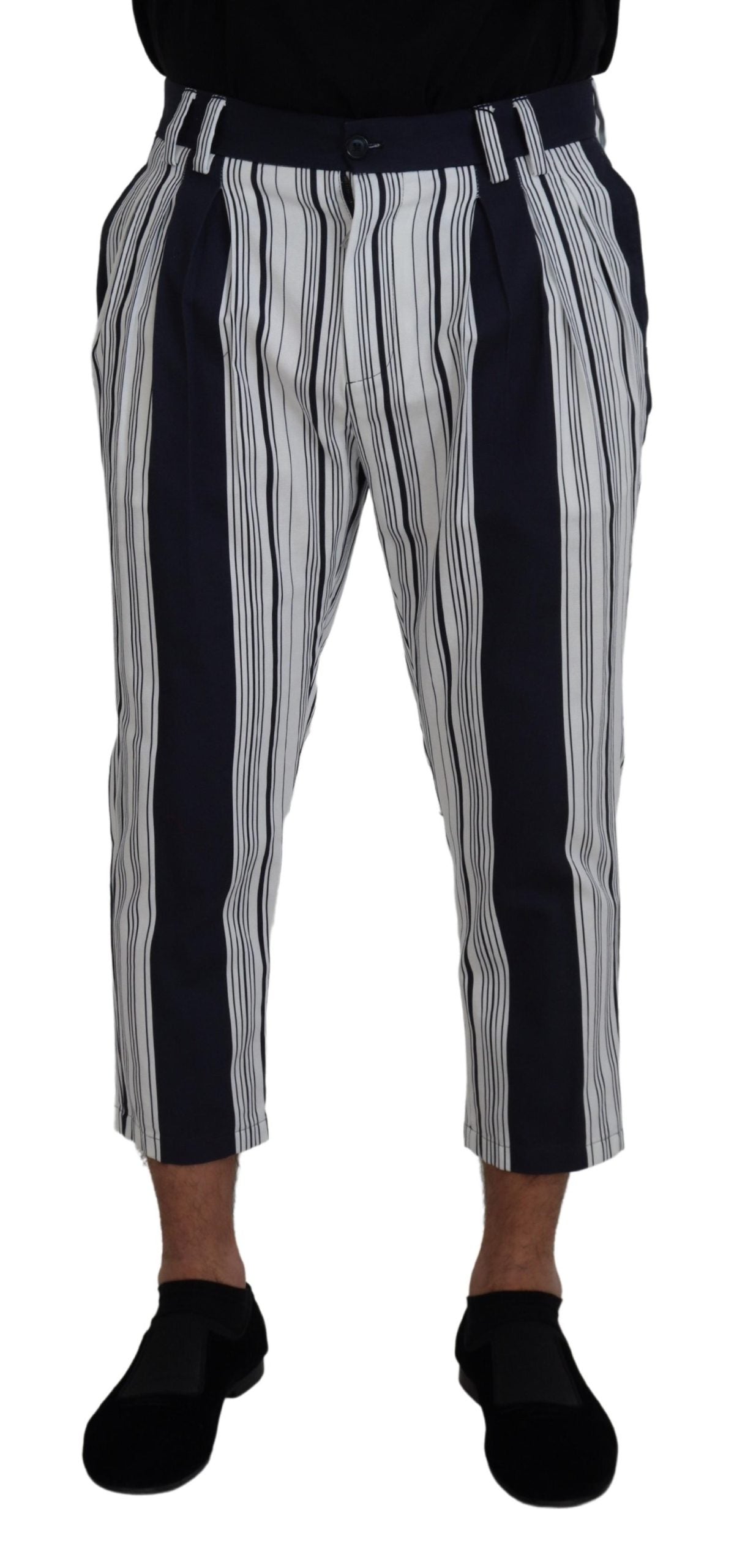 Dolce & Gabbana Elegant Striped Cotton Pants for Men IT46 / S