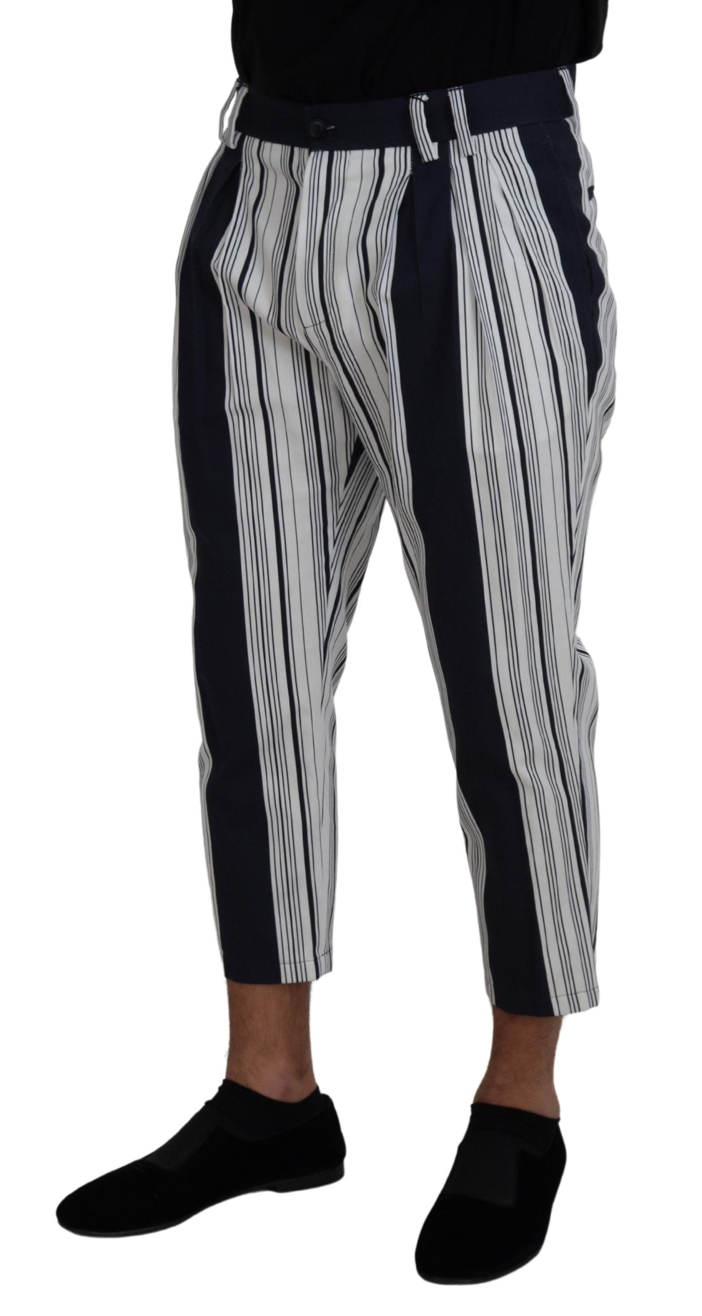 Dolce & Gabbana Elegant Striped Cotton Pants for Men IT46 / S