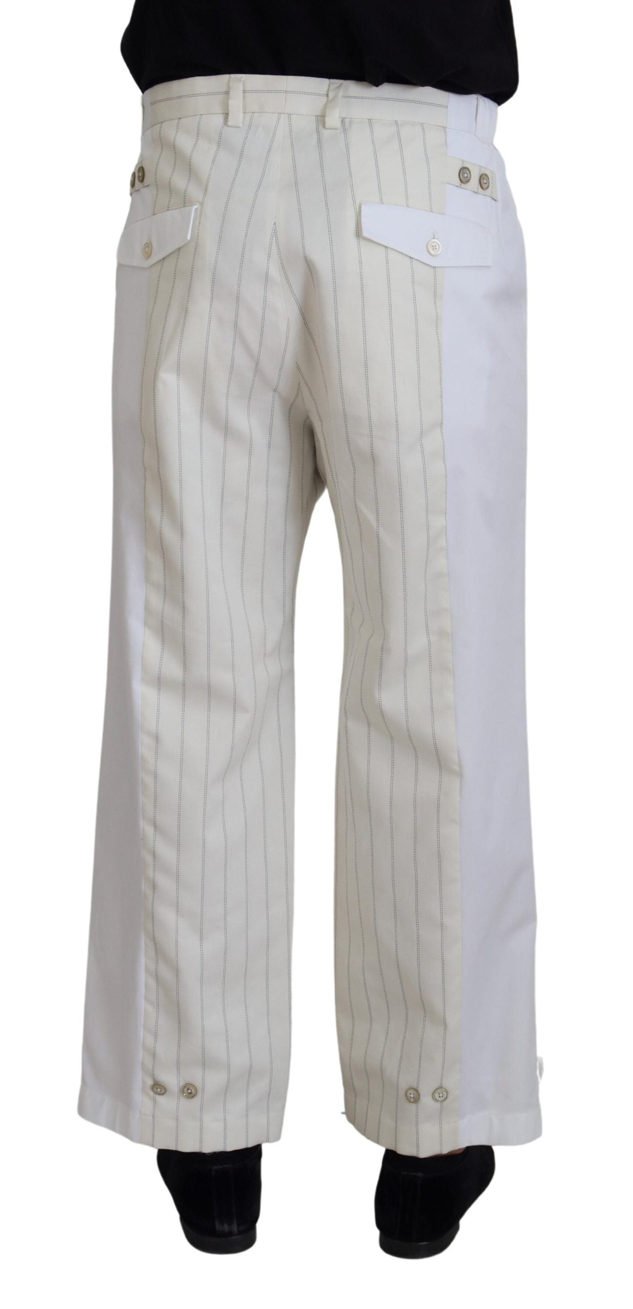 Dolce & Gabbana Elegant White Striped MainLine Trousers IT56 / XL