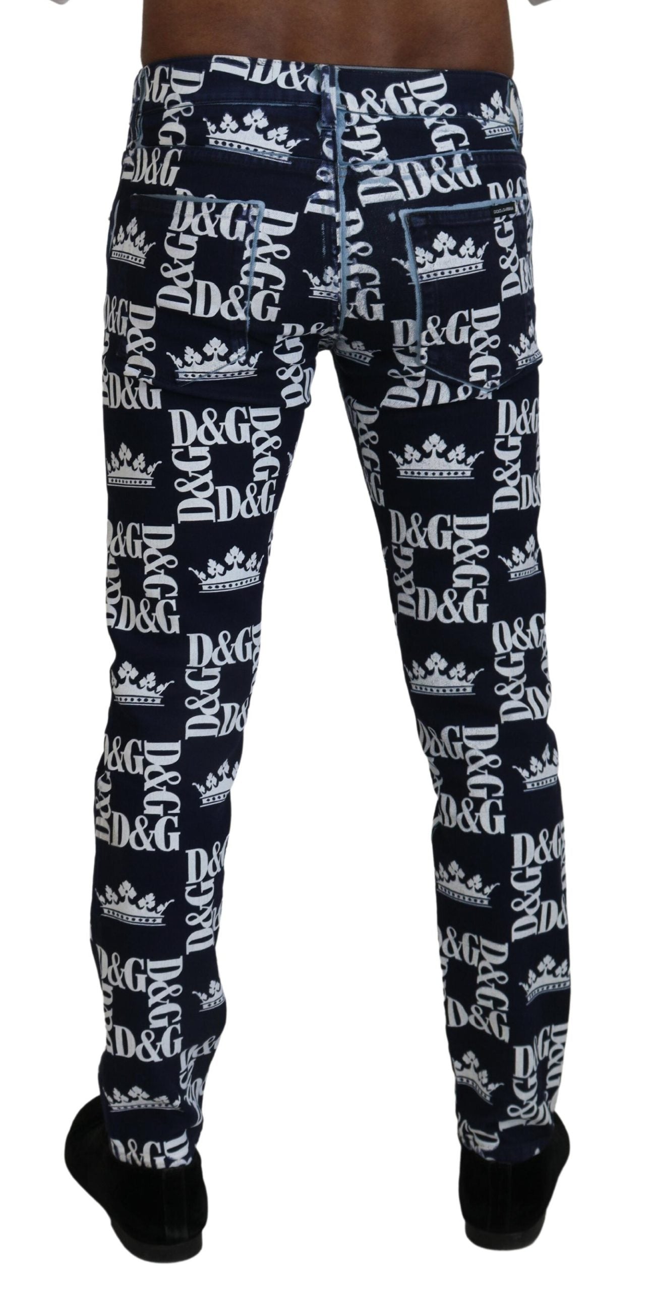 Dolce & Gabbana Elegant Crown Print Denim Pants IT48 / M