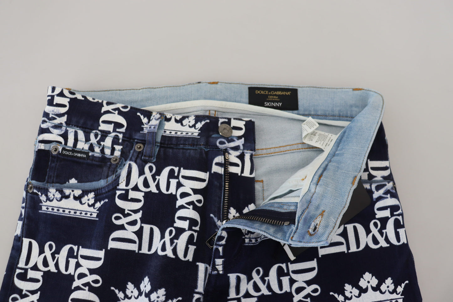 Dolce & Gabbana Elegant Crown Print Denim Pants IT48 / M