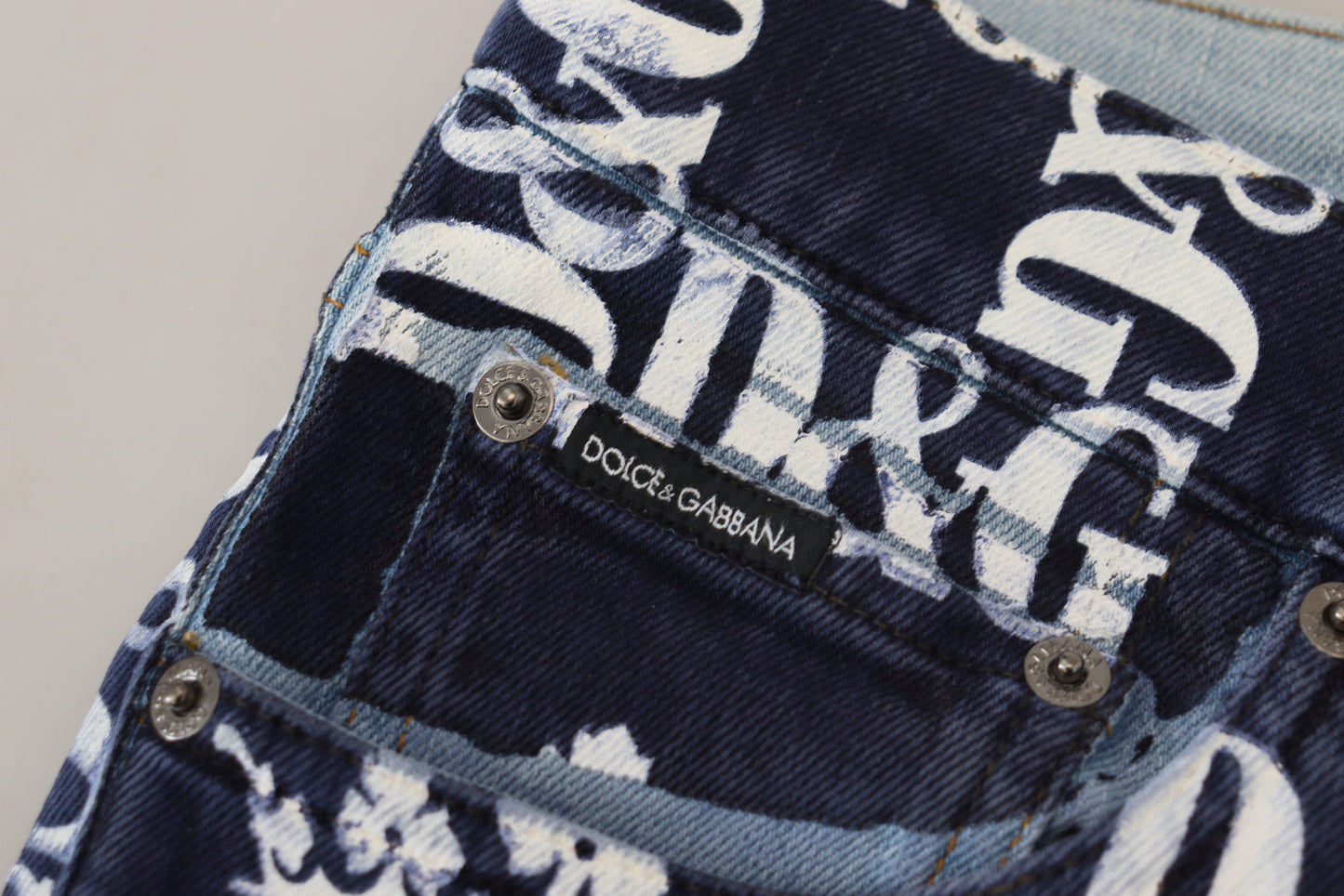 Dolce & Gabbana Elegant Crown Print Denim Pants IT48 / M