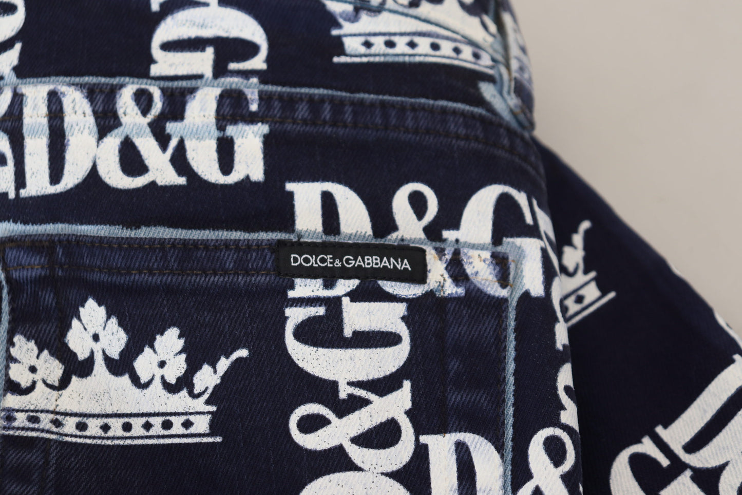 Dolce & Gabbana Elegant Crown Print Denim Pants IT48 / M