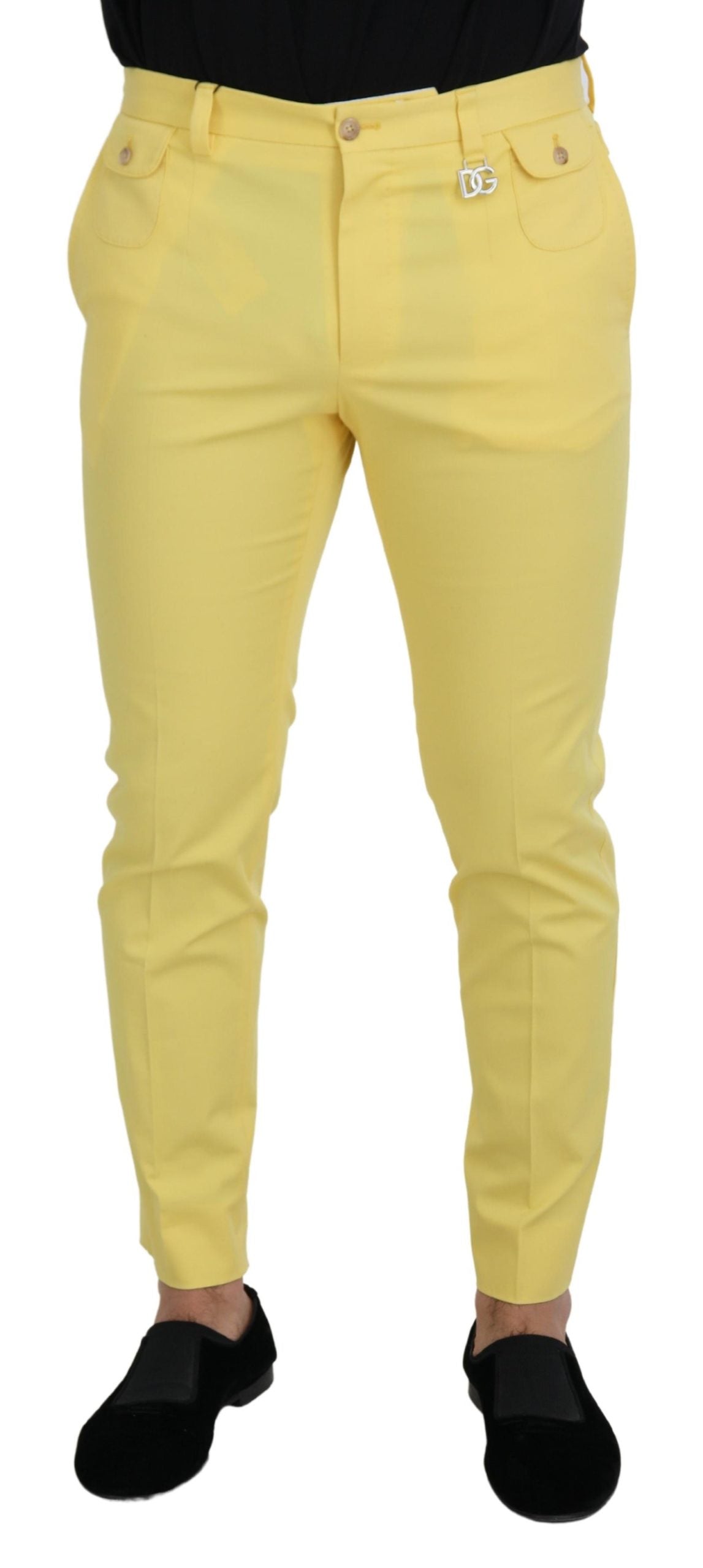 Dolce & Gabbana Sun-Kissed Yellow Cotton Trousers IT48 / M