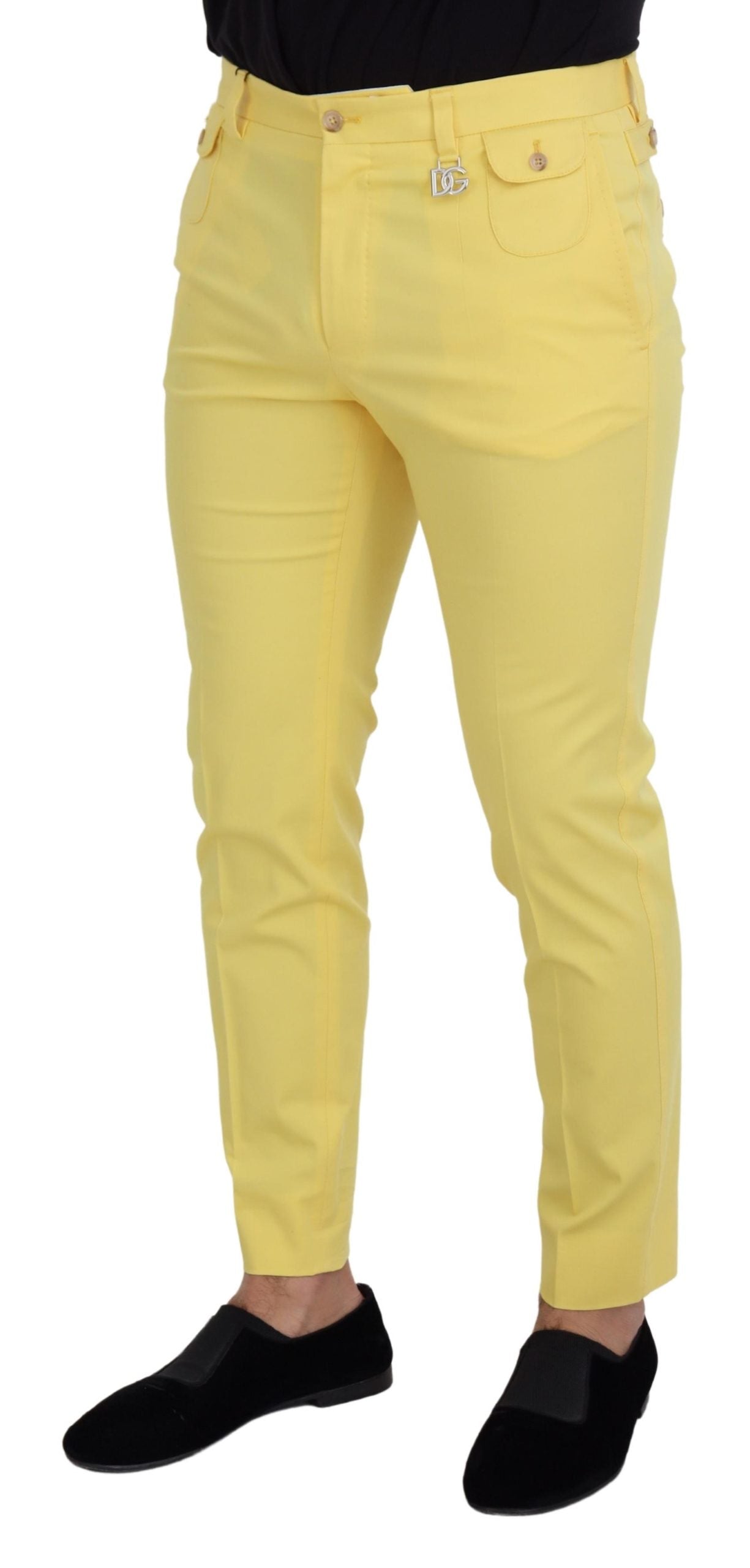 Dolce & Gabbana Sun-Kissed Yellow Cotton Trousers IT48 / M