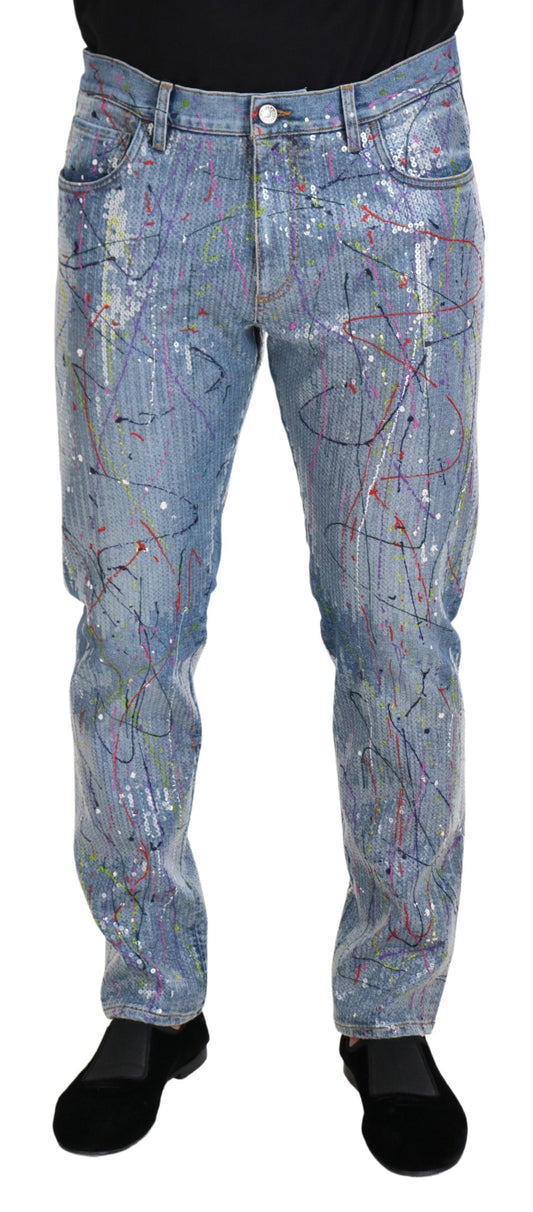 Dolce & Gabbana Exquisite Color Splash Denim Pants IT48 / M