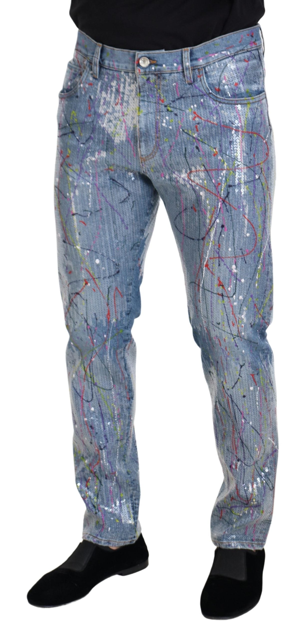 Dolce & Gabbana Exquisite Color Splash Denim Pants IT48 / M