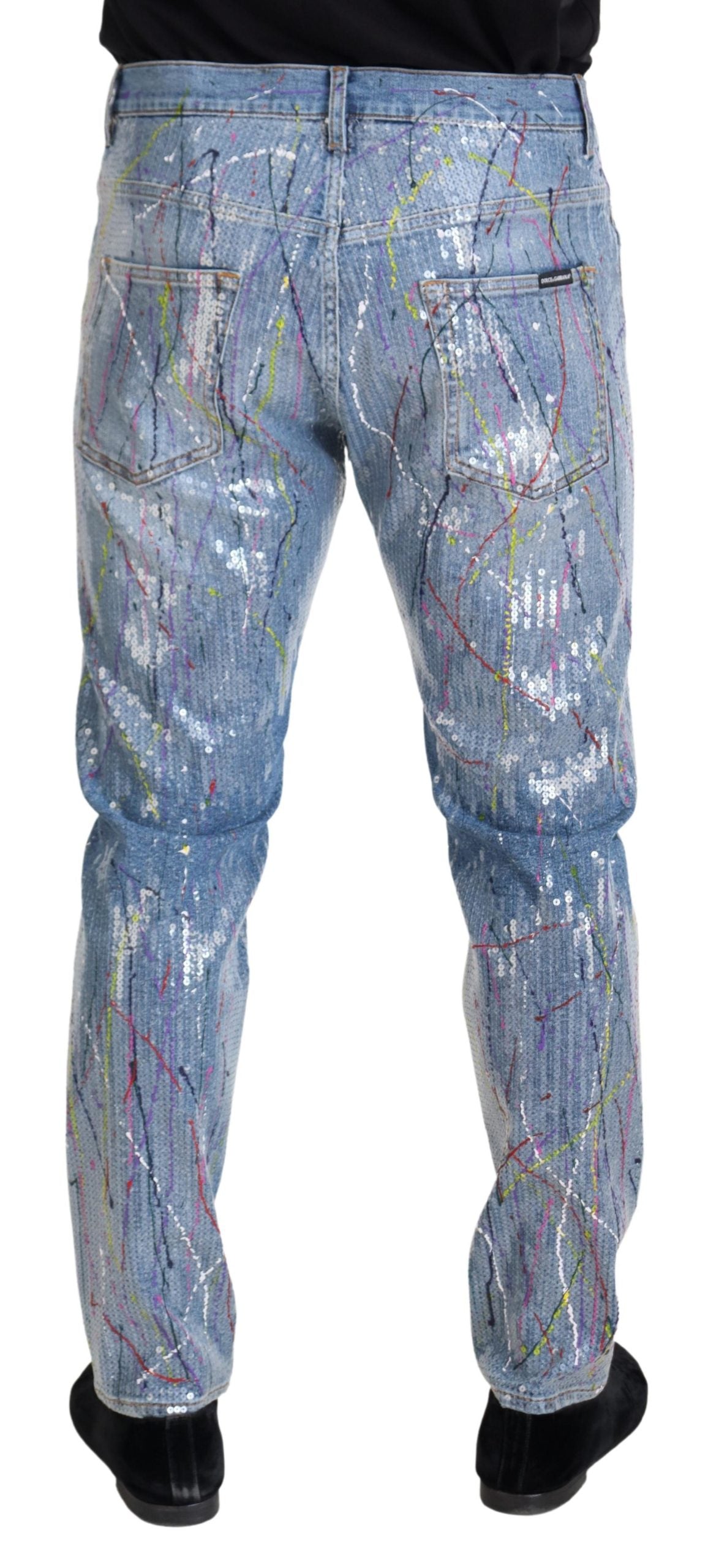 Dolce & Gabbana Exquisite Color Splash Denim Pants IT48 / M