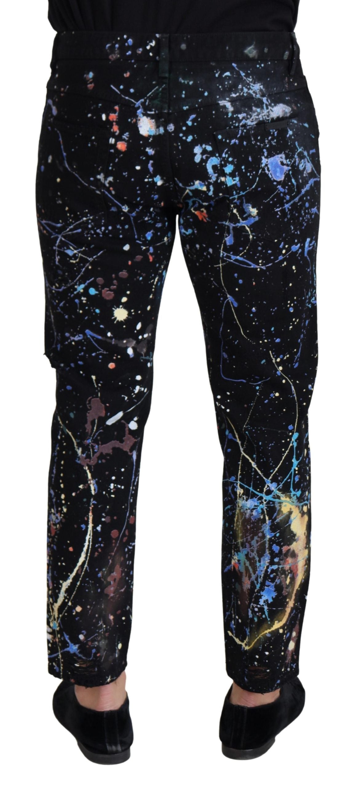 Dolce & Gabbana Exquisite Color Splash Print Denim Pants IT48 / M