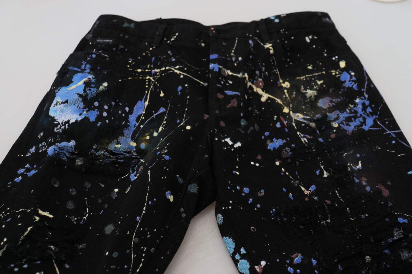 Dolce & Gabbana Exquisite Color Splash Print Denim Pants IT48 / M