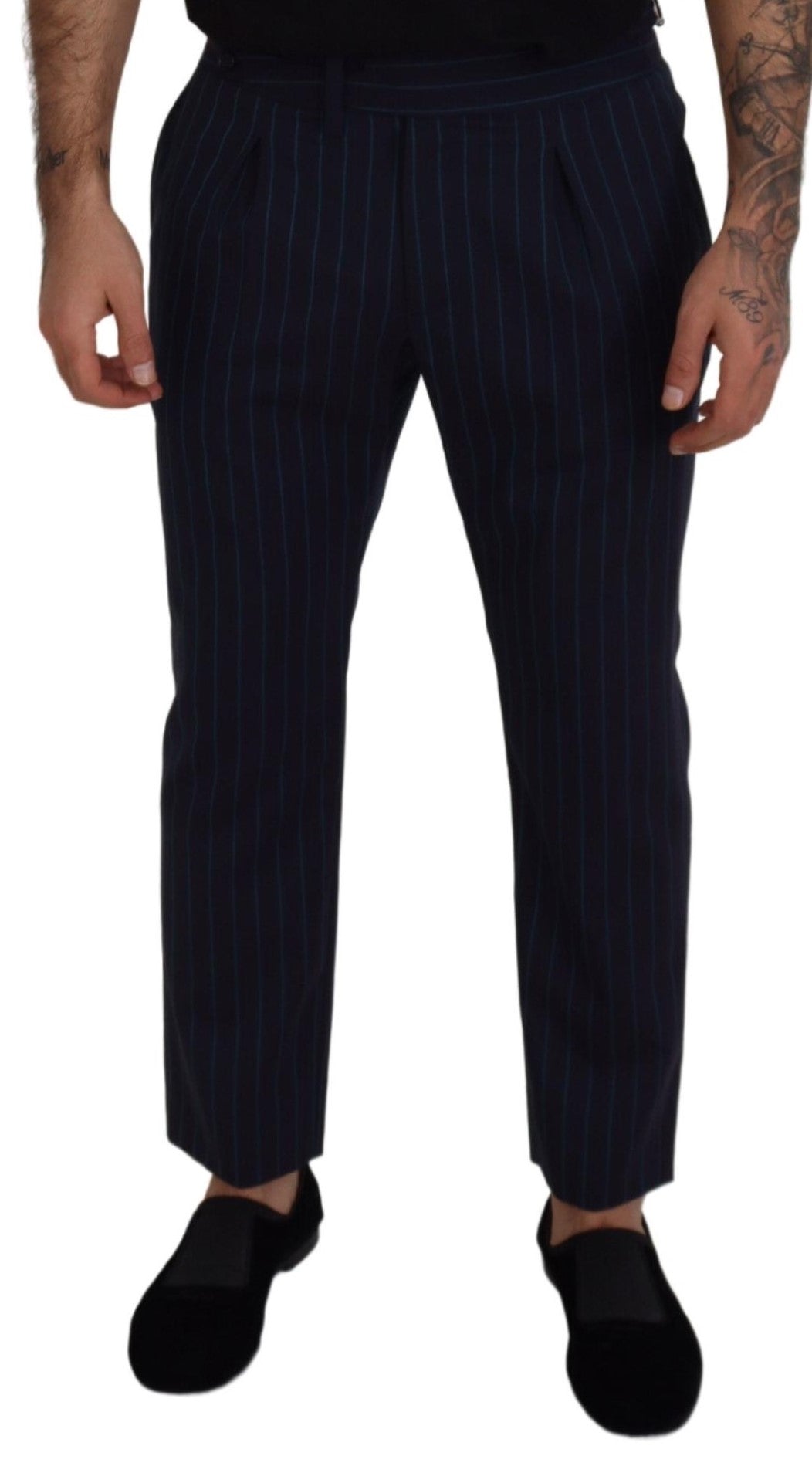 Dolce & Gabbana Elegant Stripe Virgin Wool Trousers IT50 / L