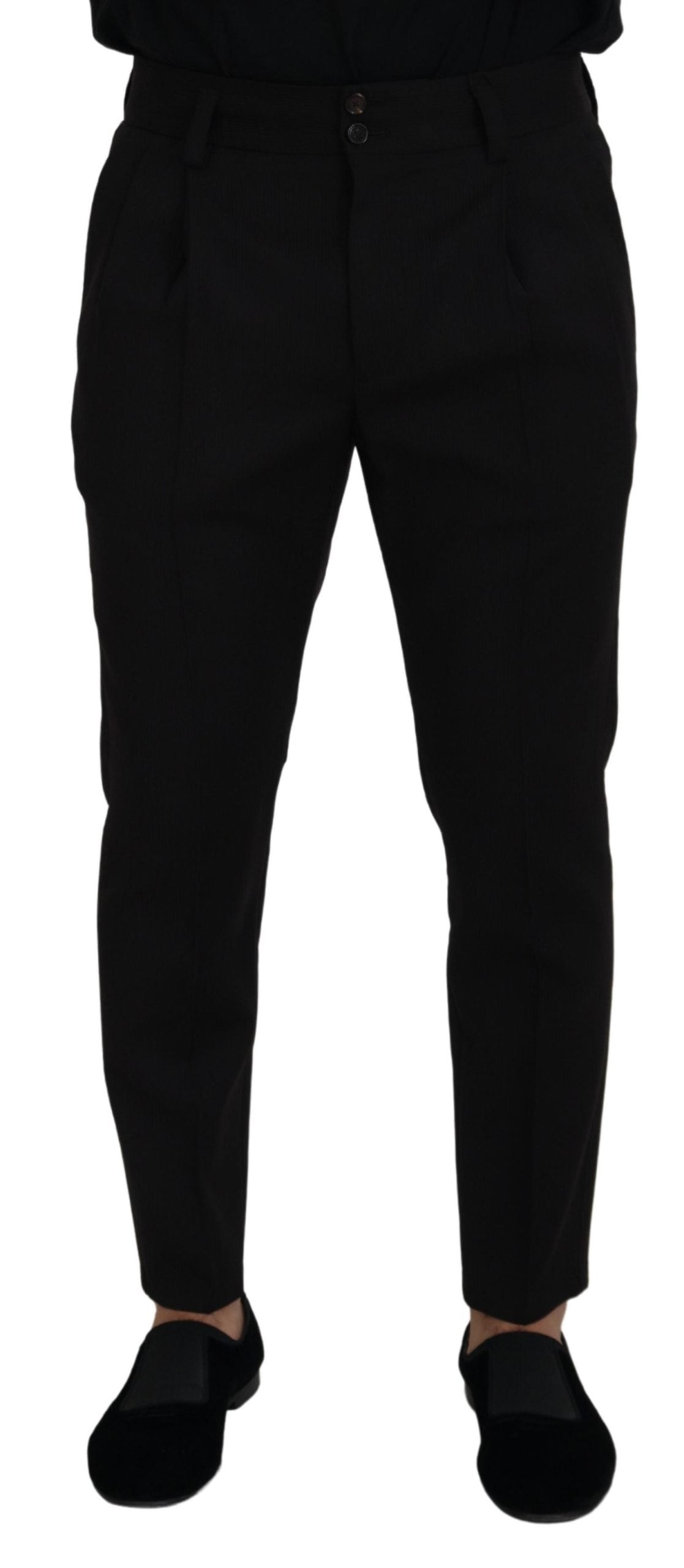 Dolce & Gabbana Elegant Black Virgin Wool Trousers IT48 / M