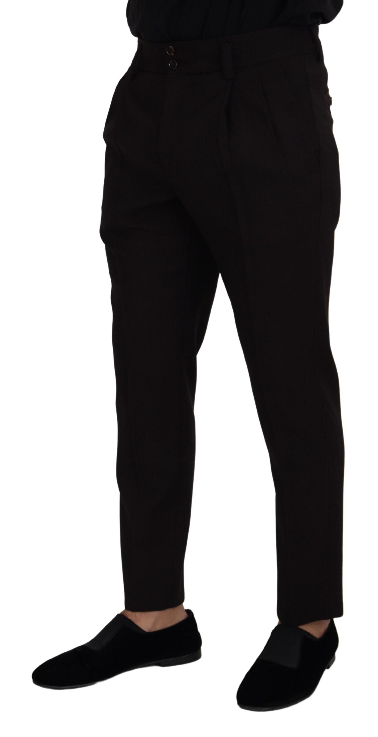 Dolce & Gabbana Elegant Black Virgin Wool Trousers IT48 / M