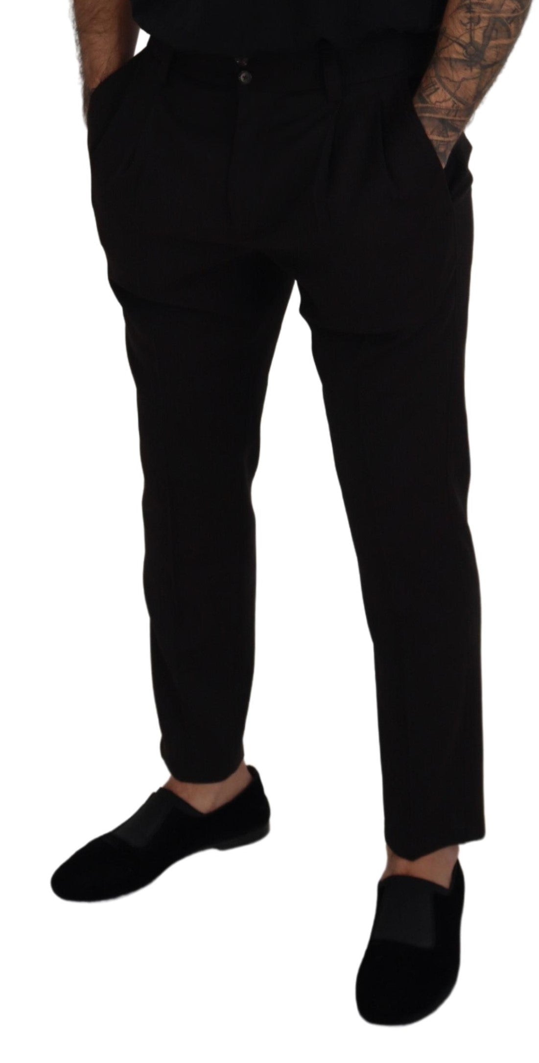 Dolce & Gabbana Elegant Black Virgin Wool Trousers IT48 / M