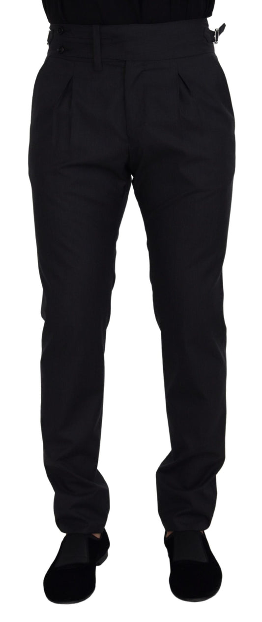 Dolce & Gabbana Elegant Dark Grey Wool Silk Pants IT48 / M