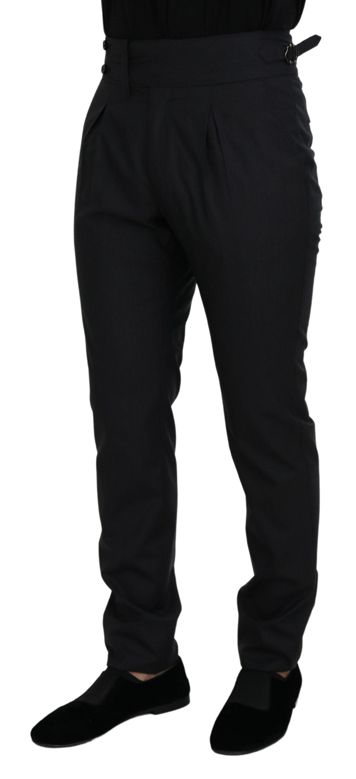 Dolce & Gabbana Elegant Dark Grey Wool Silk Pants IT48 / M