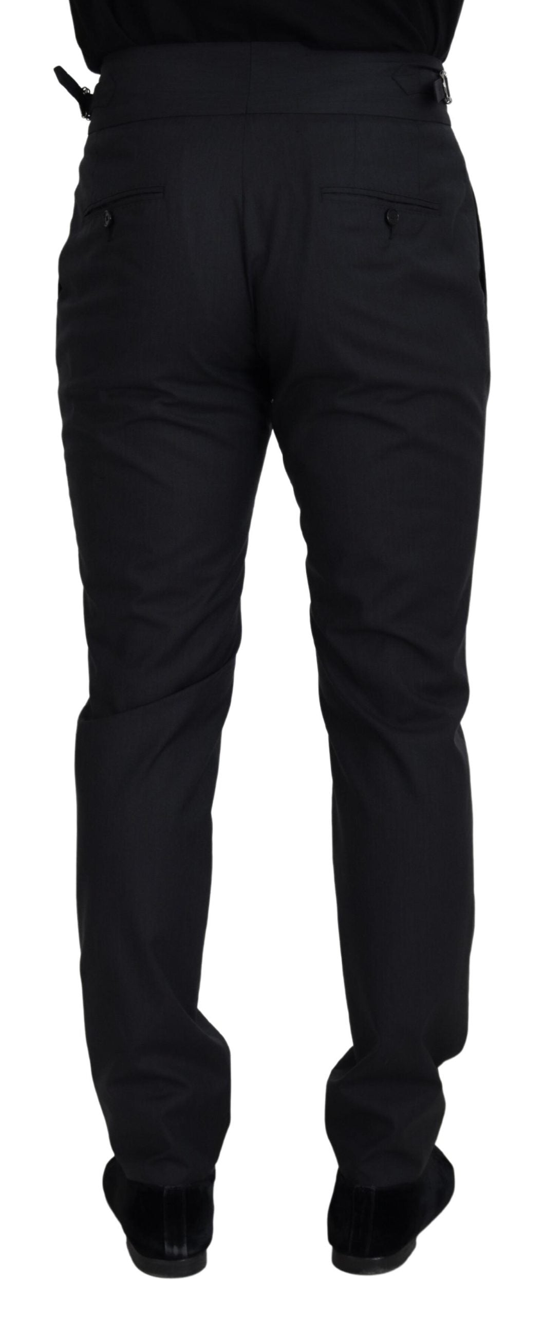 Dolce & Gabbana Elegant Dark Grey Wool Silk Pants IT48 / M