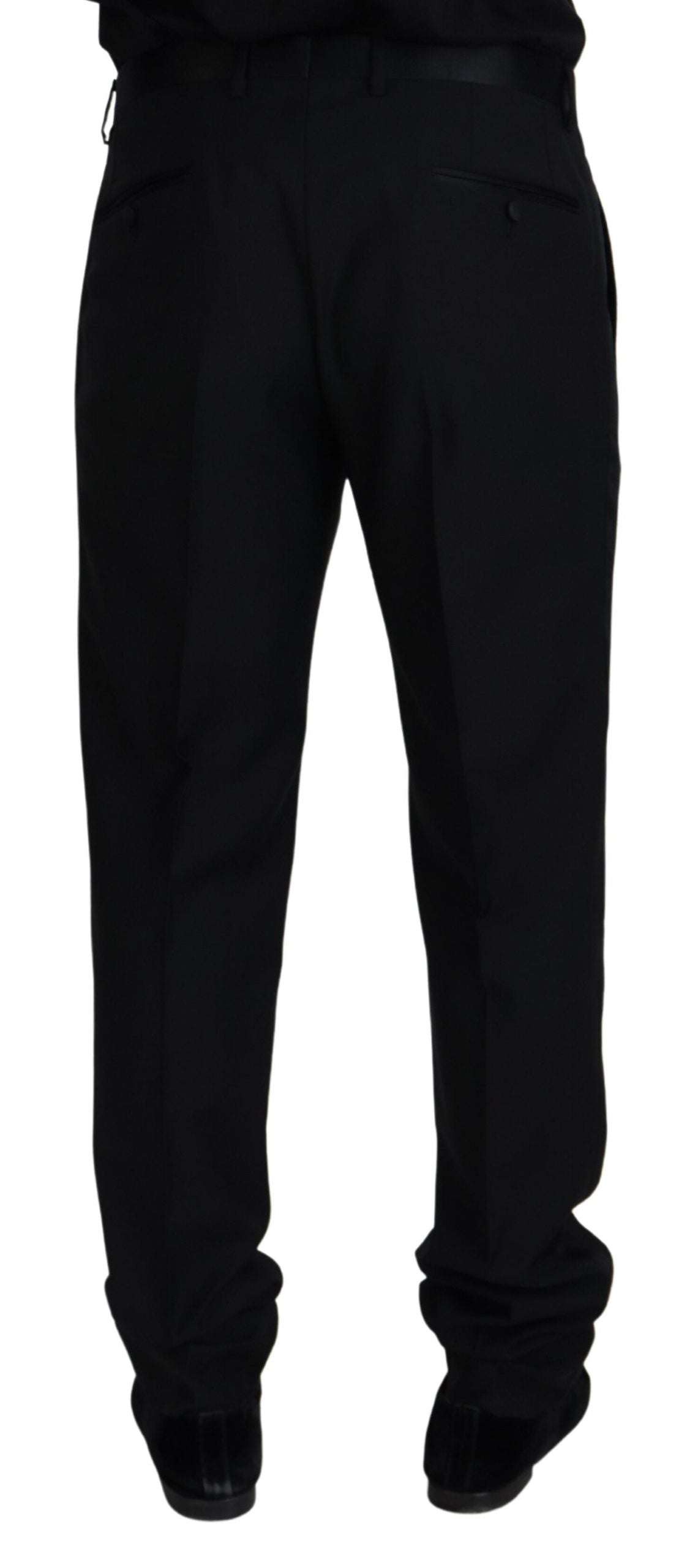 Dolce & Gabbana Elegant Black Virgin Wool Blend Trousers IT54 / XL