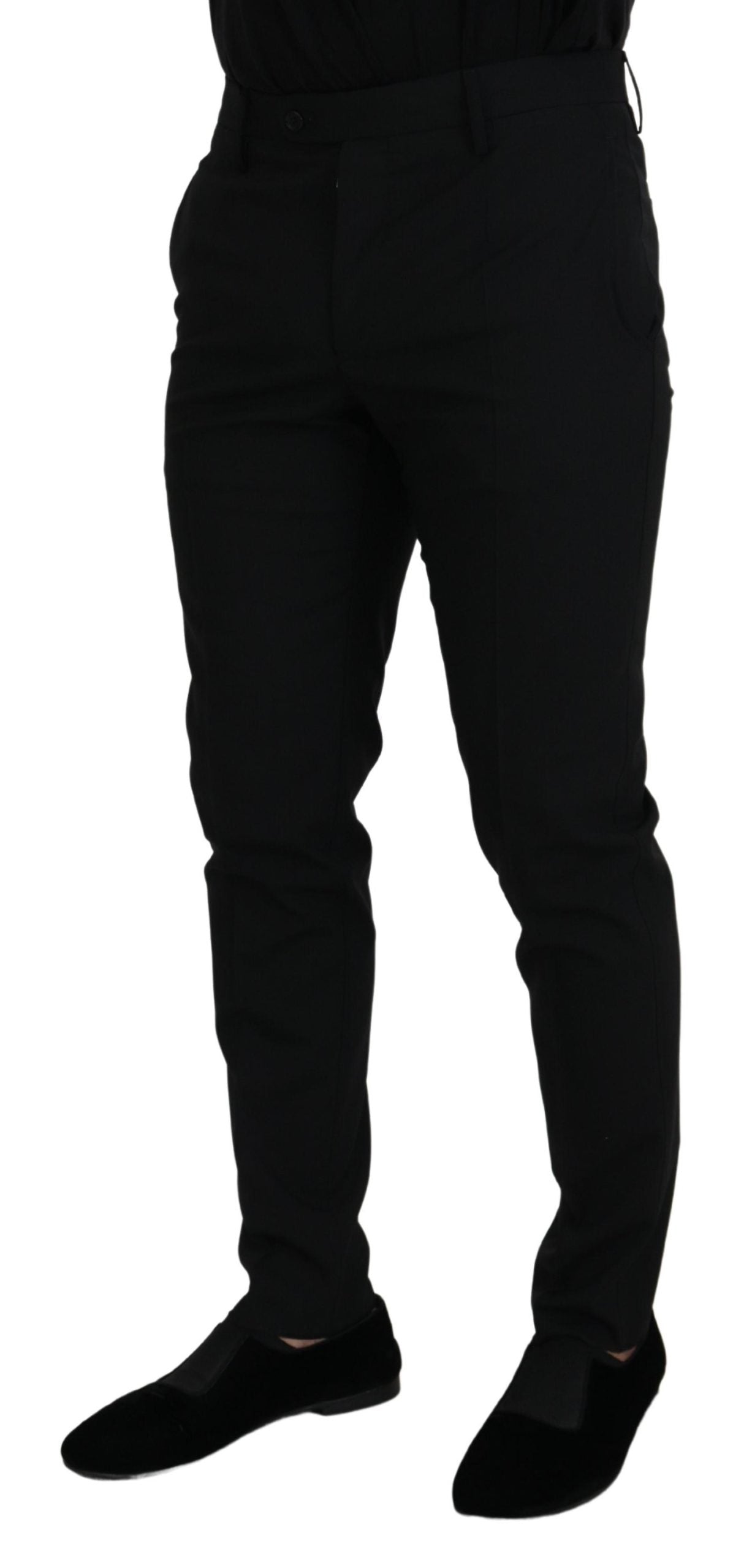 Dolce & Gabbana Elegant Black Wool-Blend Trousers IT48 / M