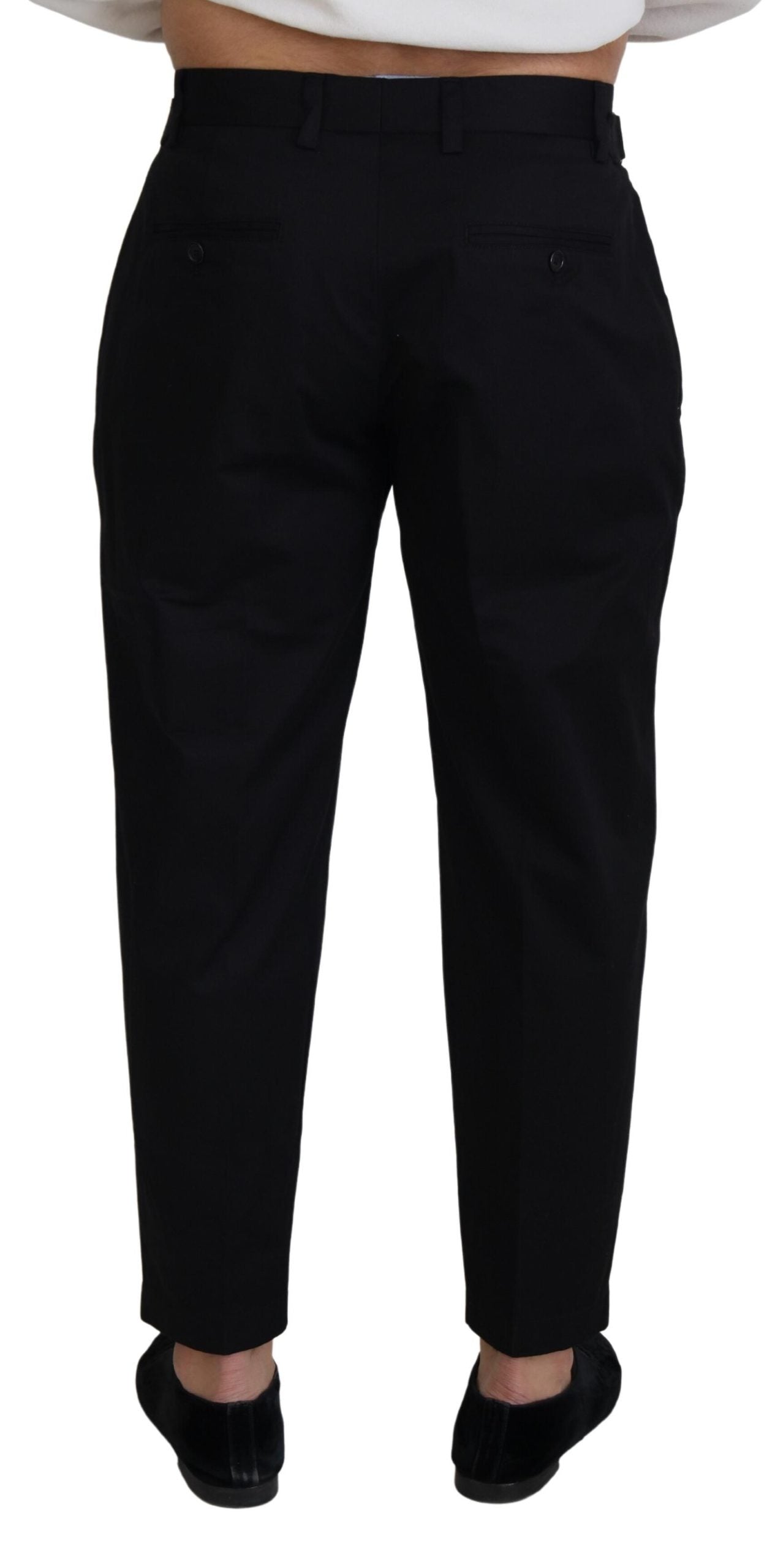 Dolce & Gabbana Sleek Black Italian Designer Pants with Side Buckle IT46 / S