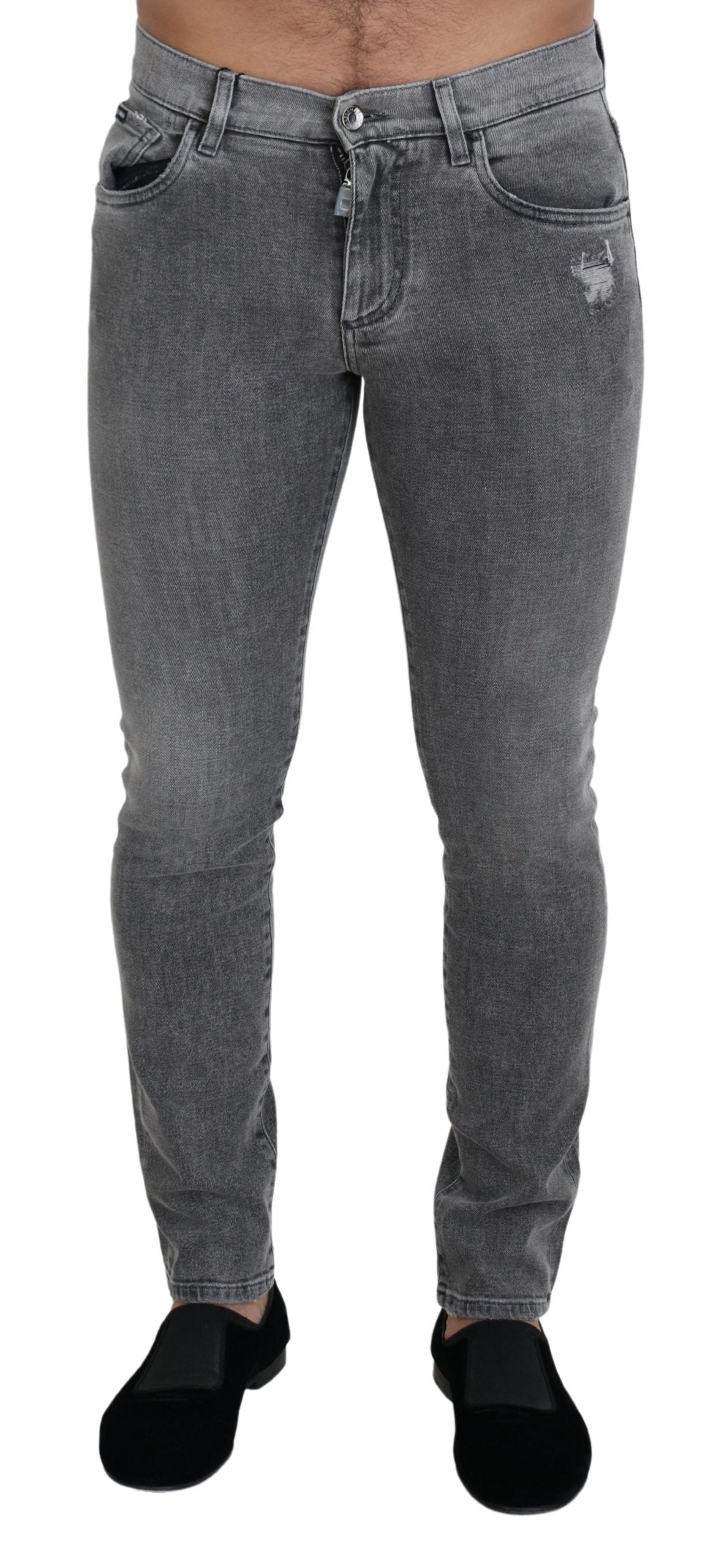 Dolce & Gabbana Chic Grey Washed Denim Pants IT44 / XS