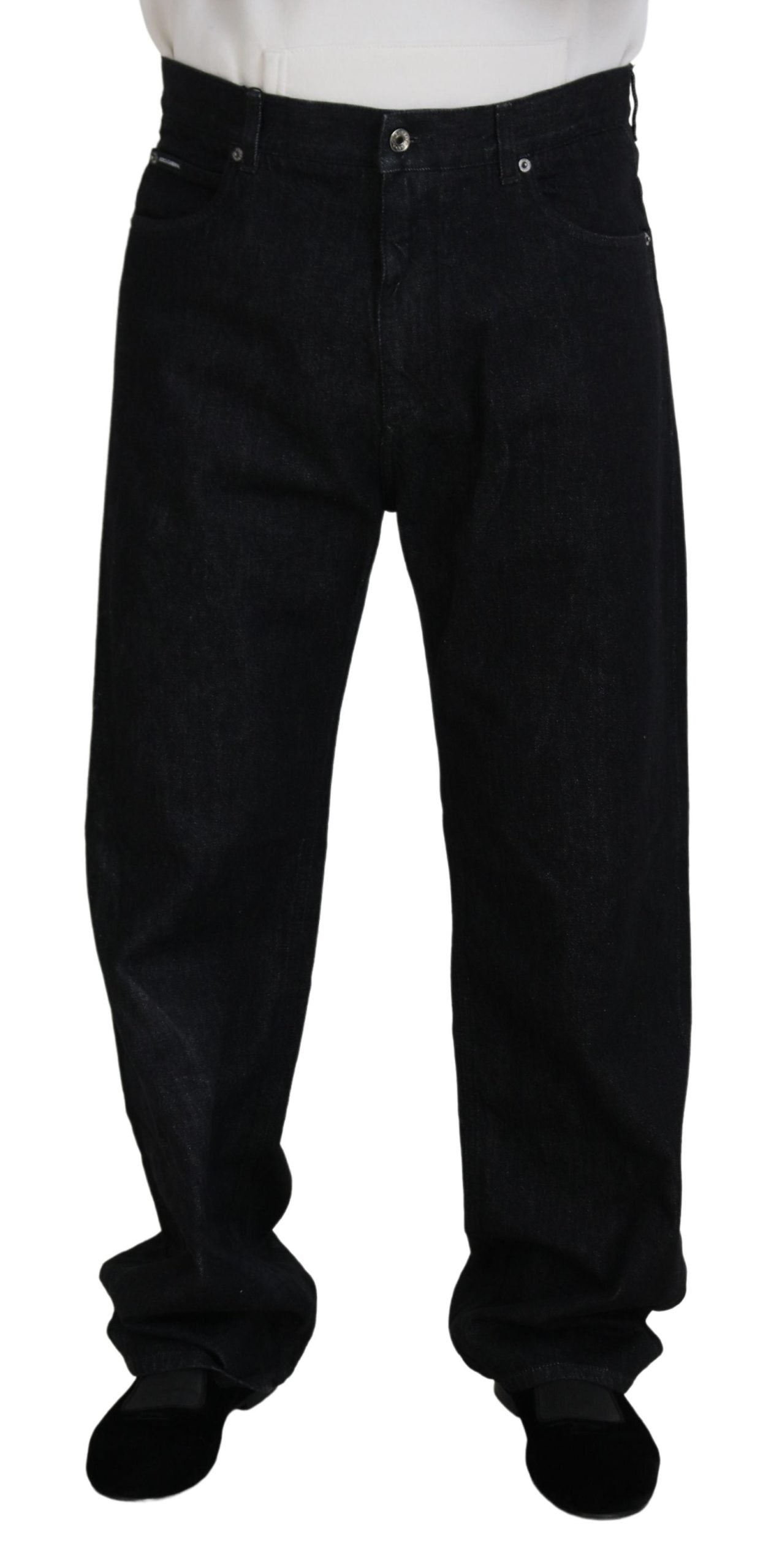 Dolce & Gabbana Elegant Black Washed Denim Pants Luxe Cotton IT48 / M