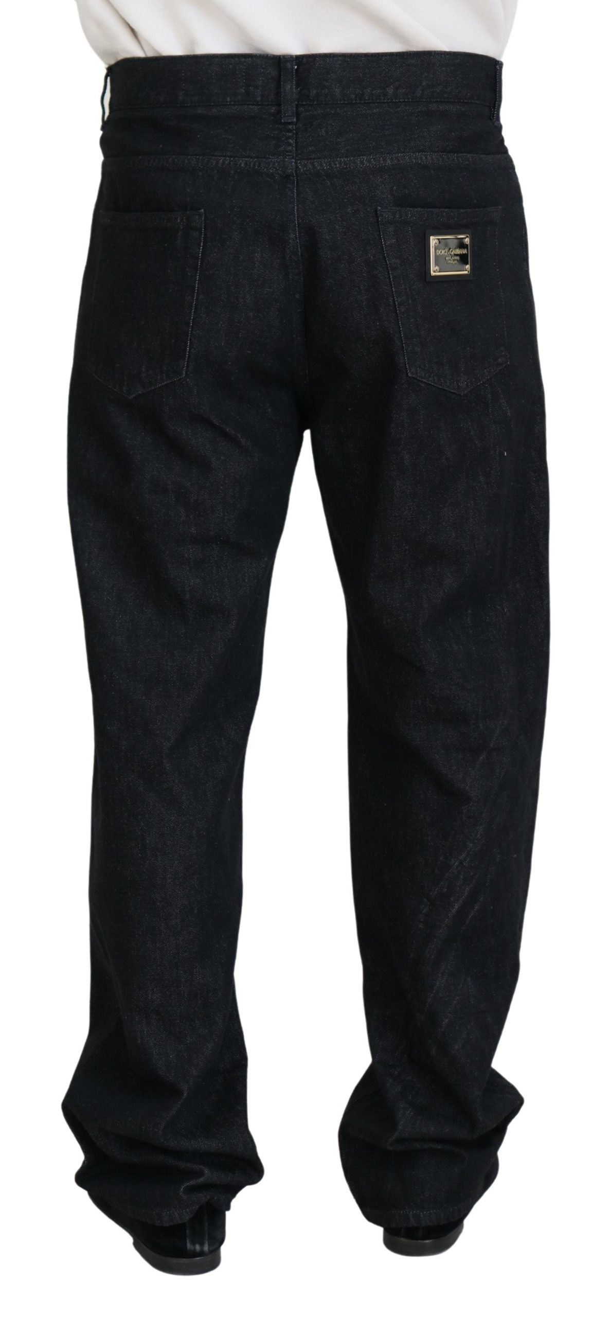 Dolce & Gabbana Elegant Black Washed Denim Pants Luxe Cotton IT48 / M