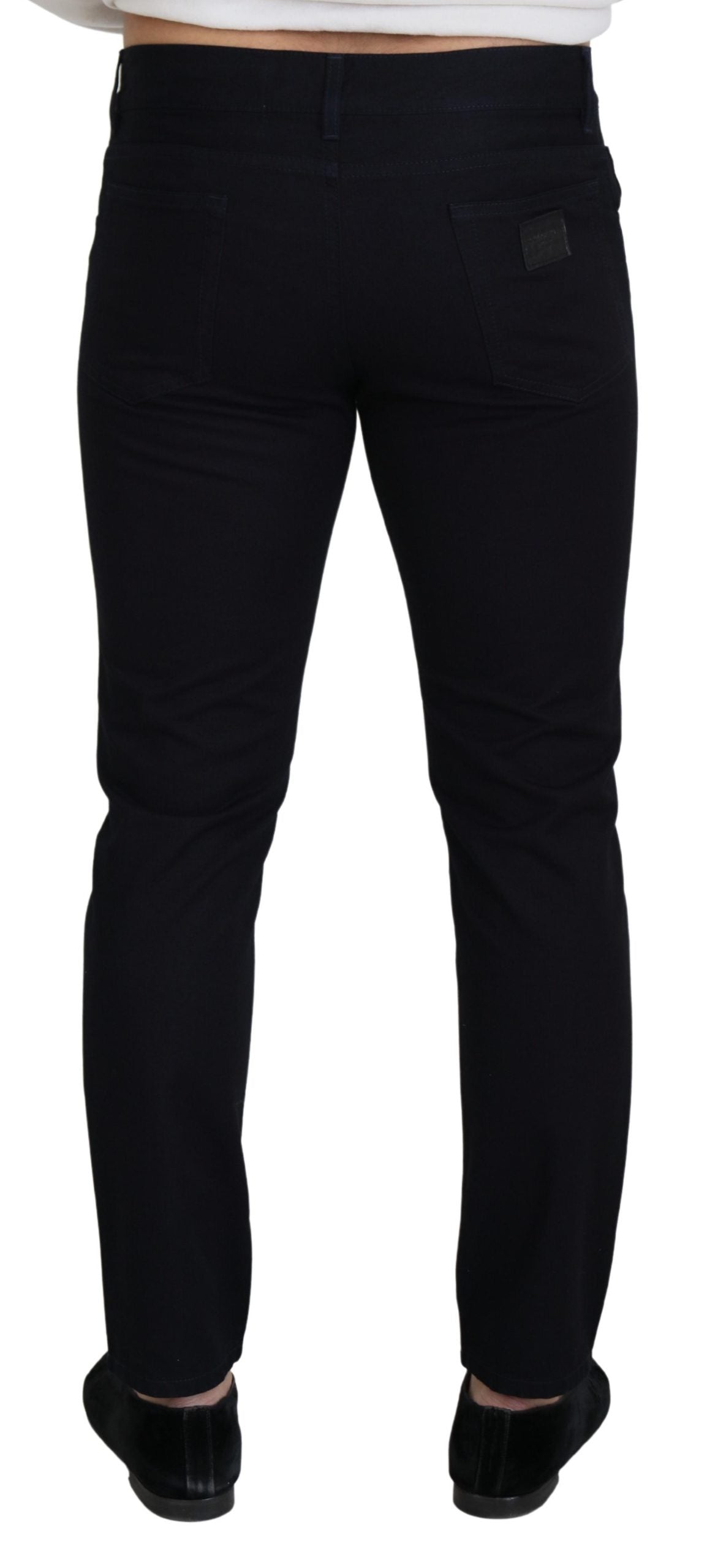 Dolce & Gabbana Elegant Black Silk Blend Denim Pants IT48 / M