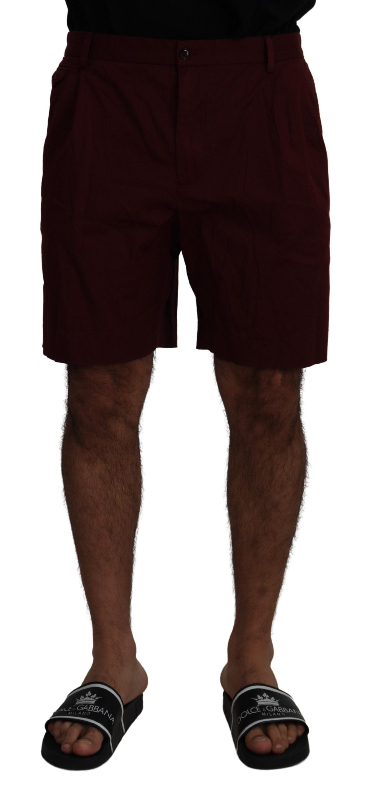 Dolce & Gabbana Elegant Maroon Cotton Blend Shorts IT58 / XXL