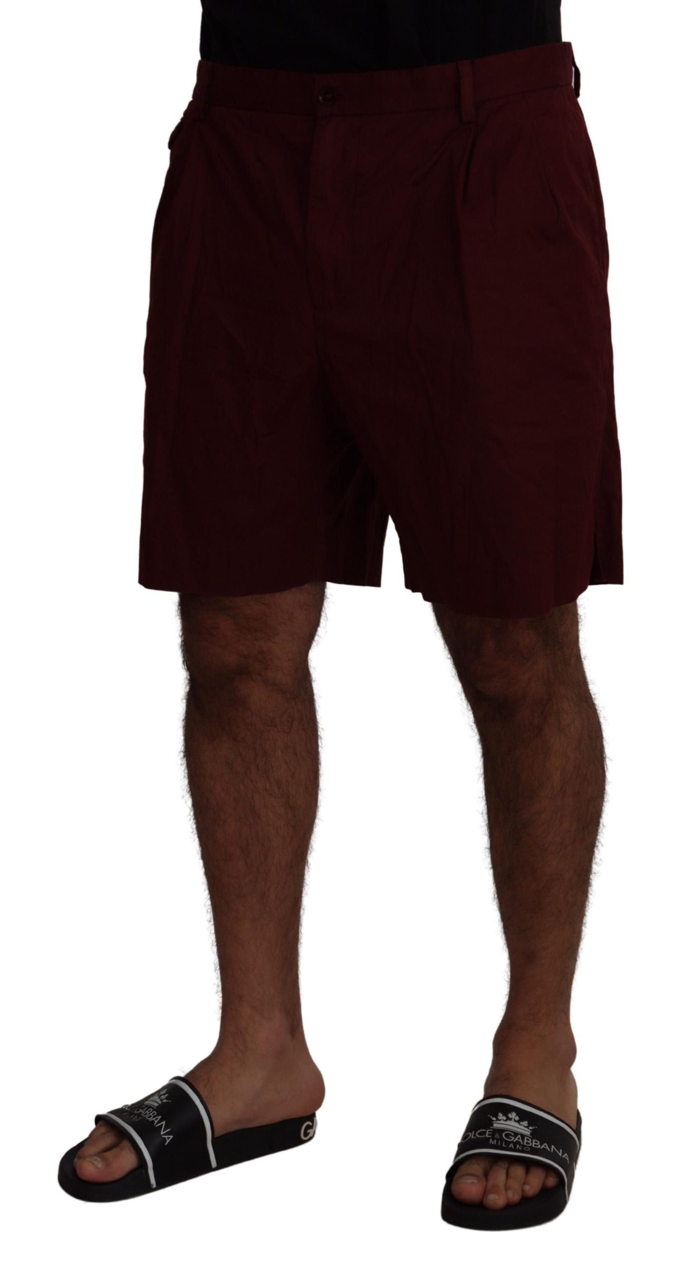 Dolce & Gabbana Elegant Maroon Cotton Blend Shorts IT58 / XXL