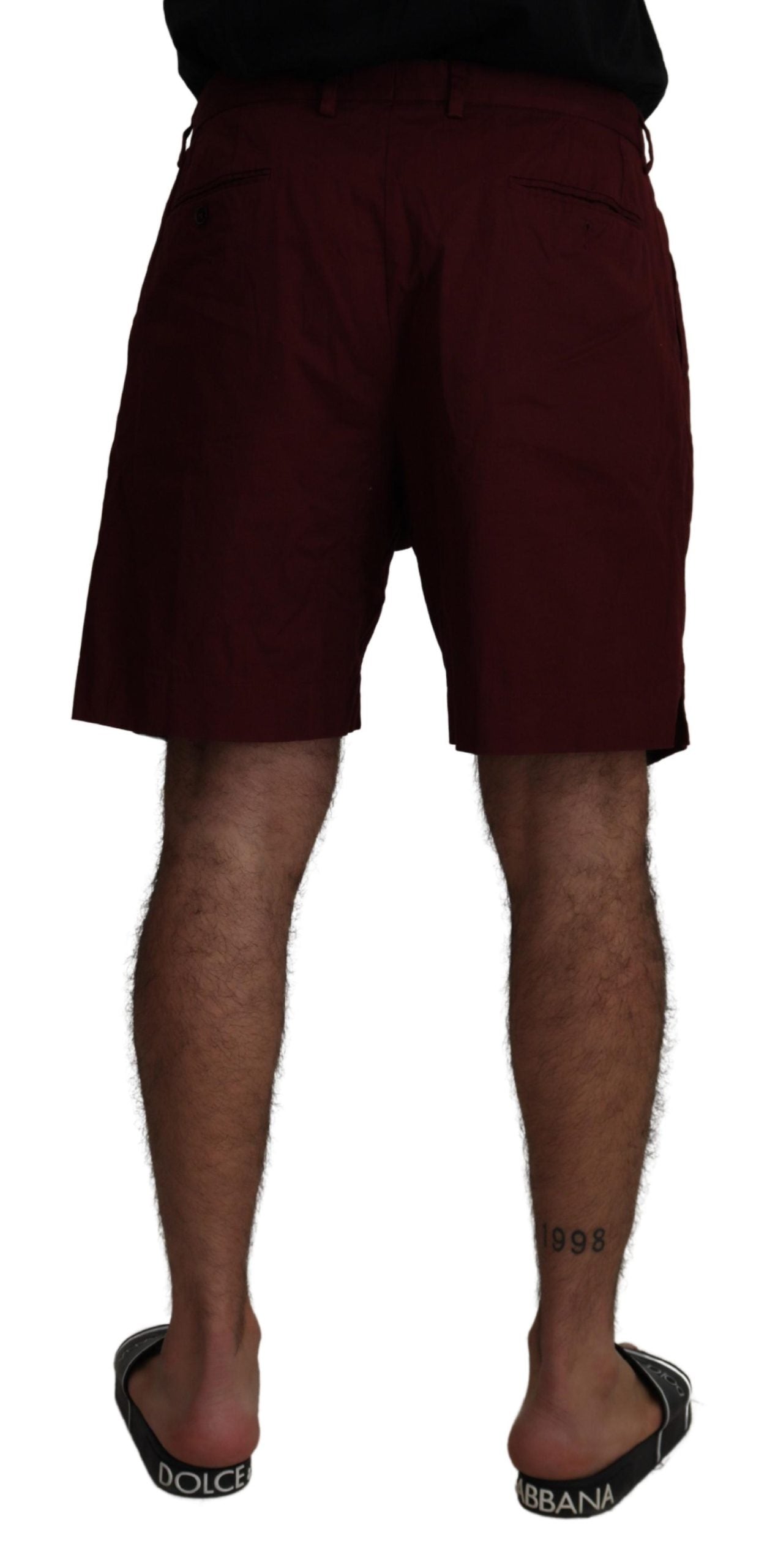 Dolce & Gabbana Elegant Maroon Cotton Blend Shorts IT58 / XXL