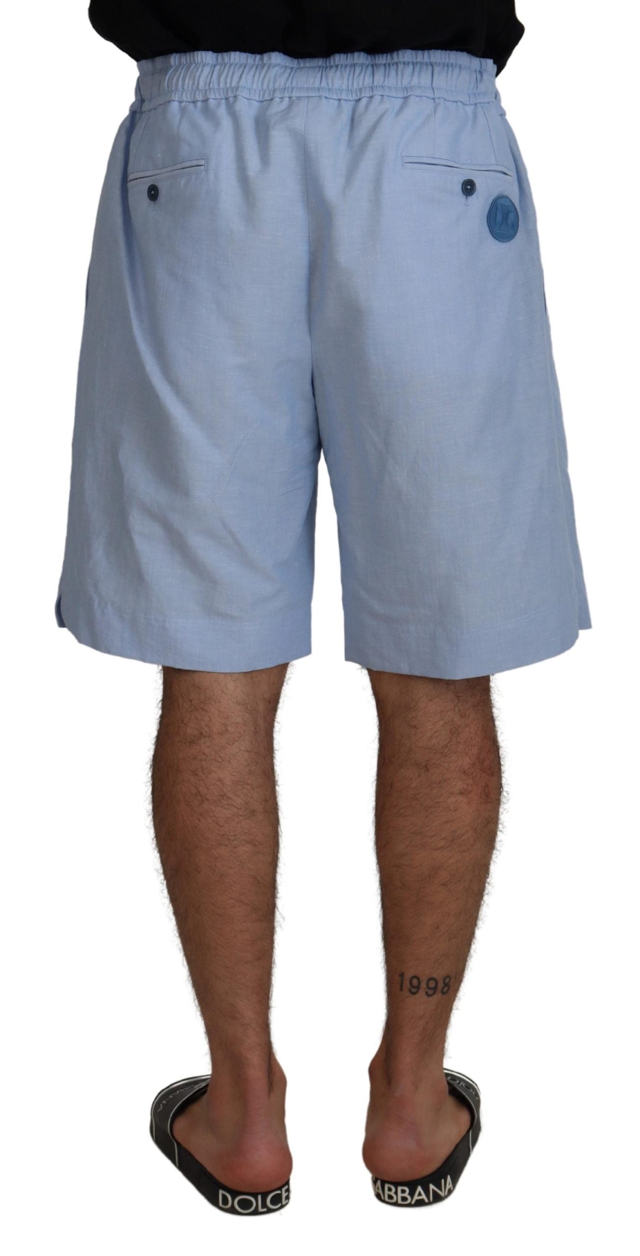 Dolce & Gabbana Elegant Light Blue Linen-Cotton Summer Shorts IT56 / XL