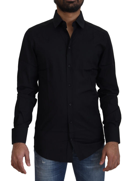 Dolce & Gabbana Chic Black Cotton Dress Shirt IT38 / XS