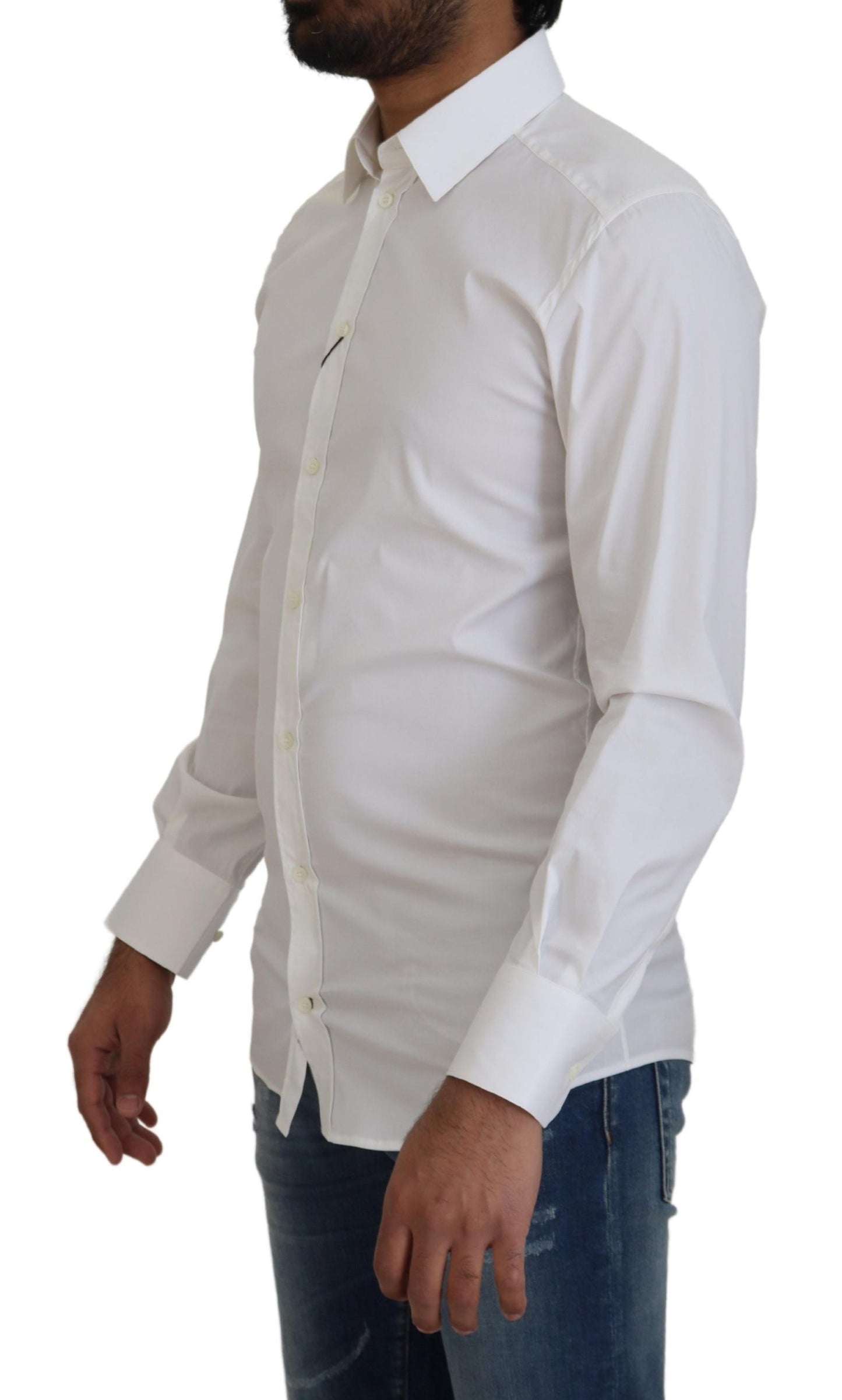 Dolce & Gabbana Dazzling White Slim Fit Dress Shirt IT37 / XS