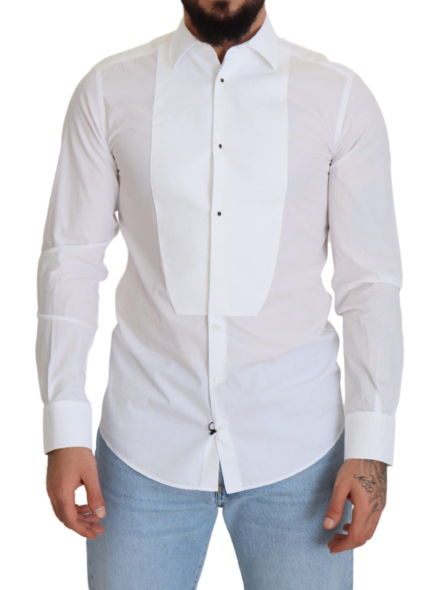 Dolce & Gabbana Elegant White Cotton Poplin Slim Fit Shirt IT37 / XS