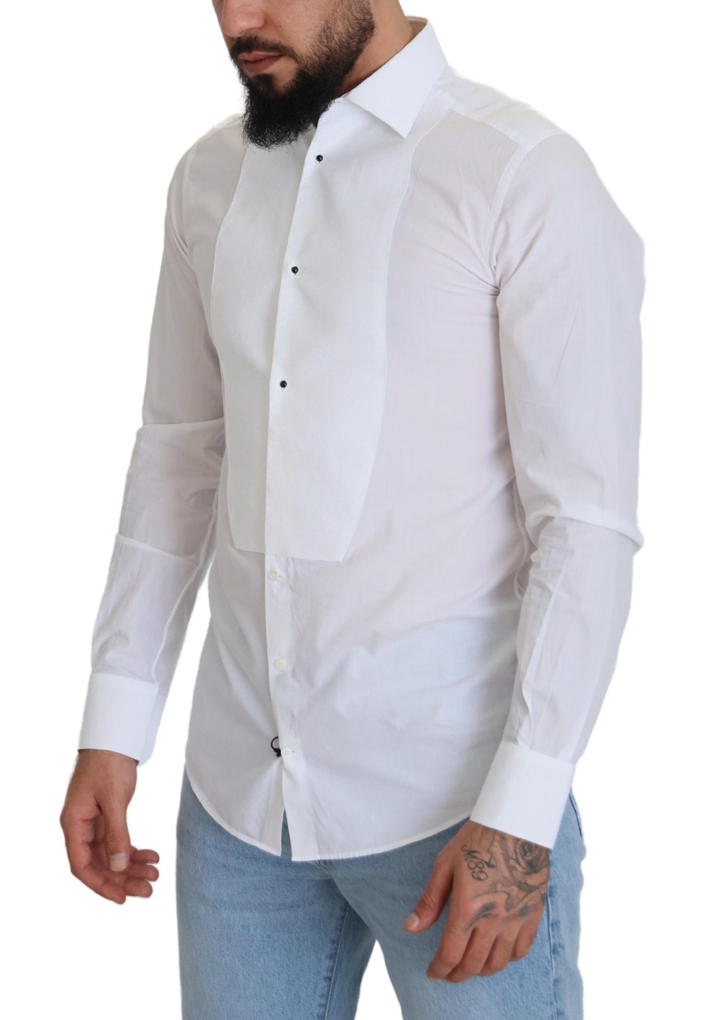 Dolce & Gabbana Elegant White Cotton Poplin Slim Fit Shirt IT37 / XS