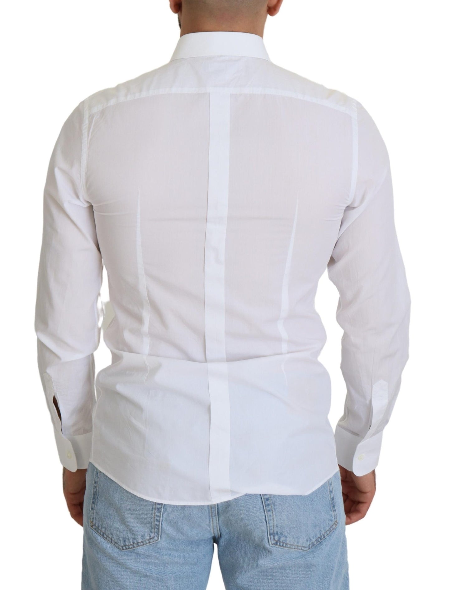 Dolce & Gabbana Elegant White Cotton Poplin Slim Fit Shirt IT37 / XS