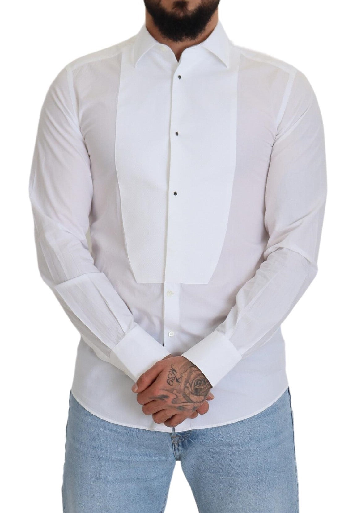 Dolce & Gabbana Elegant White Cotton Poplin Slim Fit Shirt IT37 / XS