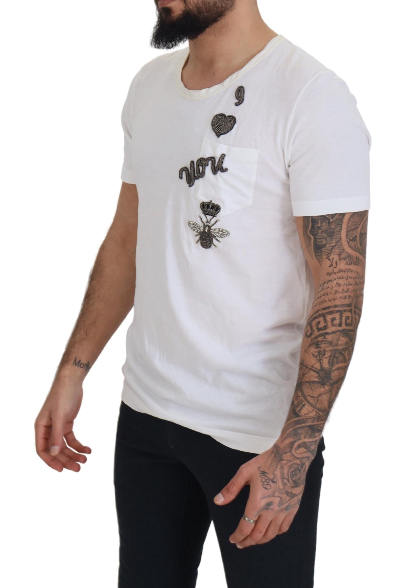 Dolce & Gabbana Elegant White Crewneck Cotton Silk Tee IT52 / L