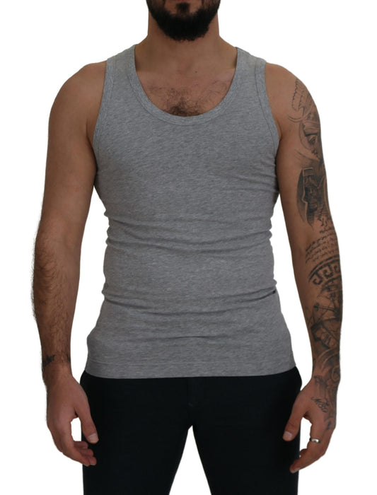 Dolce & Gabbana Sleek Sleeveless Grey Cotton Tank Top IT48 / M