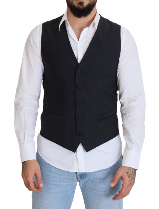 Dolce & Gabbana Elegant Black Single Breasted Dress Vest IT50 / L