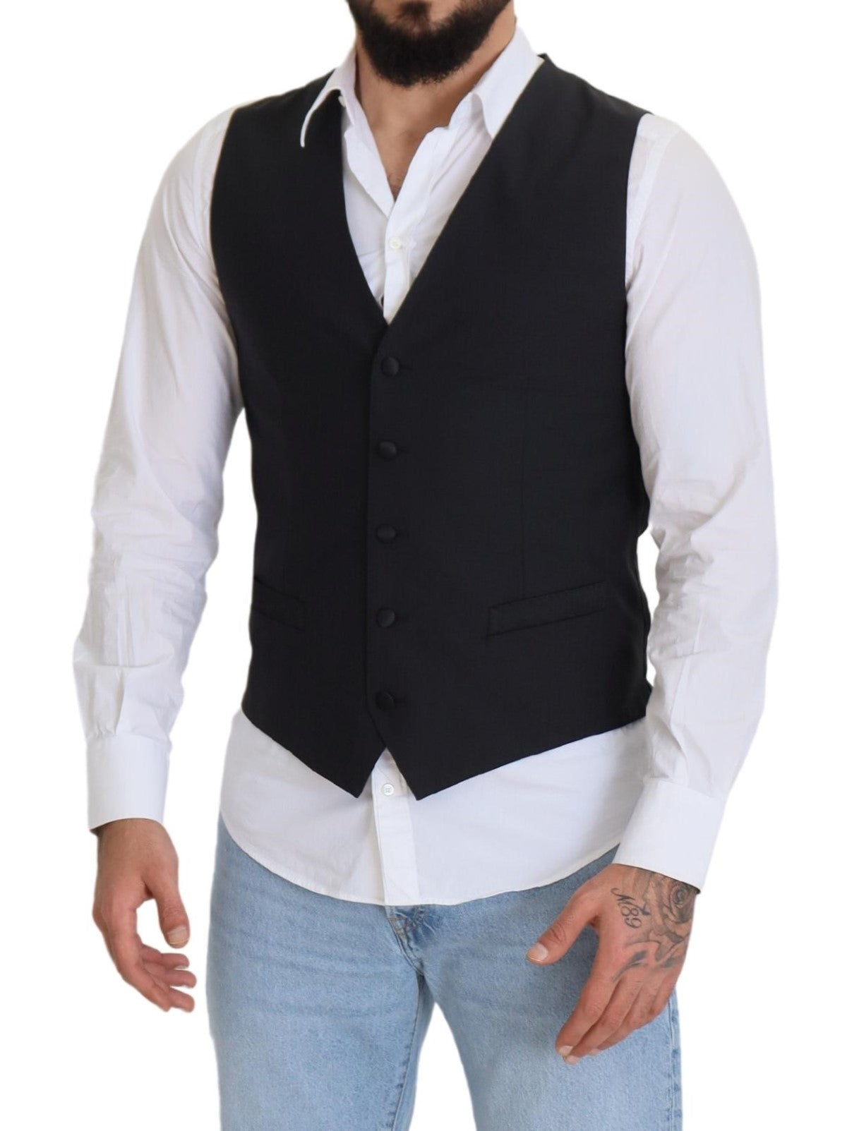 Dolce & Gabbana Elegant Black Single Breasted Dress Vest IT50 / L