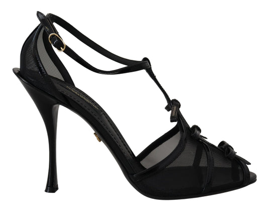 Dolce & Gabbana Elegant Black Stiletto Heeled Sandals EU38 / US7.5