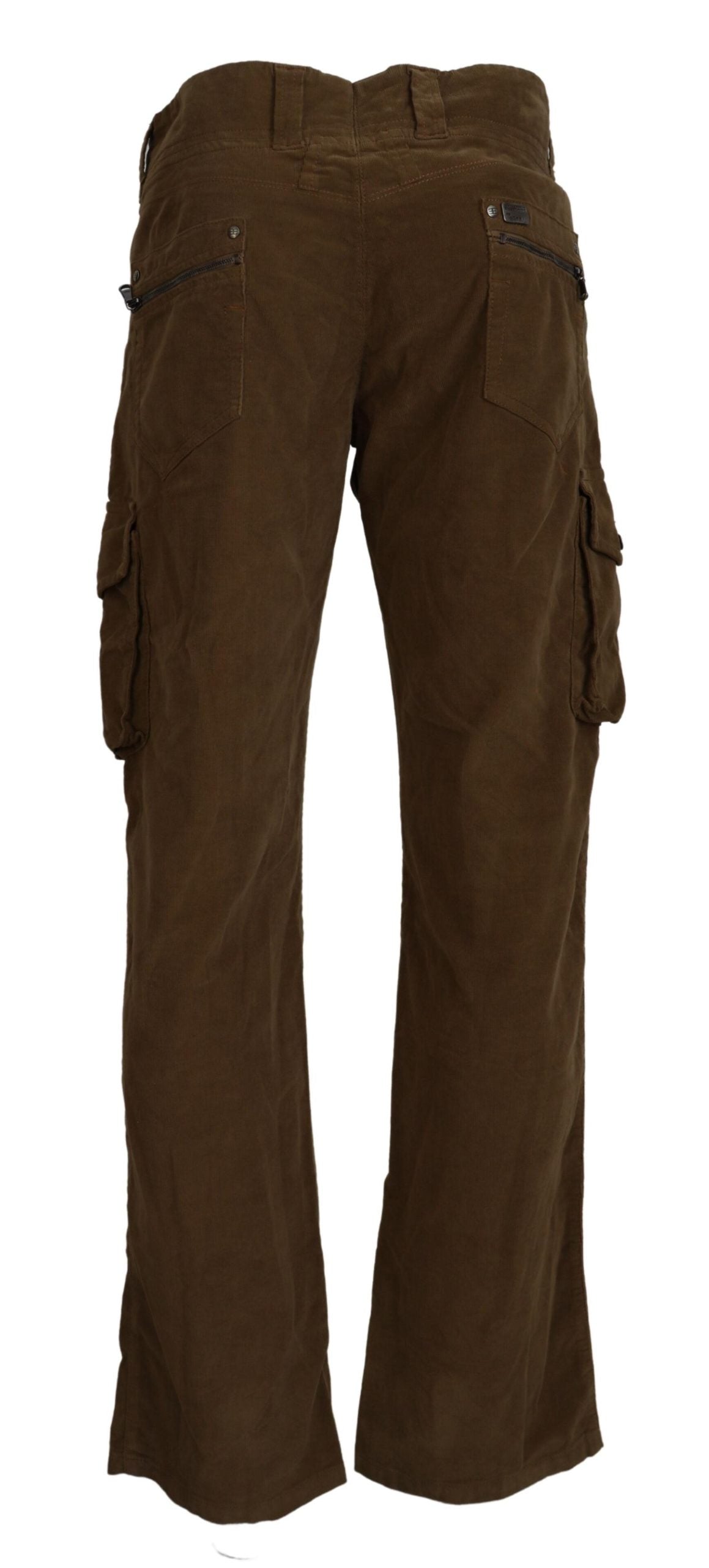 Ermanno Scervino Chic Brown Corduroy Cargo Pants IT46 | S