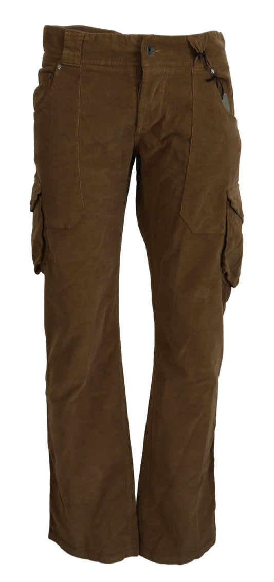 Ermanno Scervino Chic Brown Corduroy Cargo Pants IT46 | S