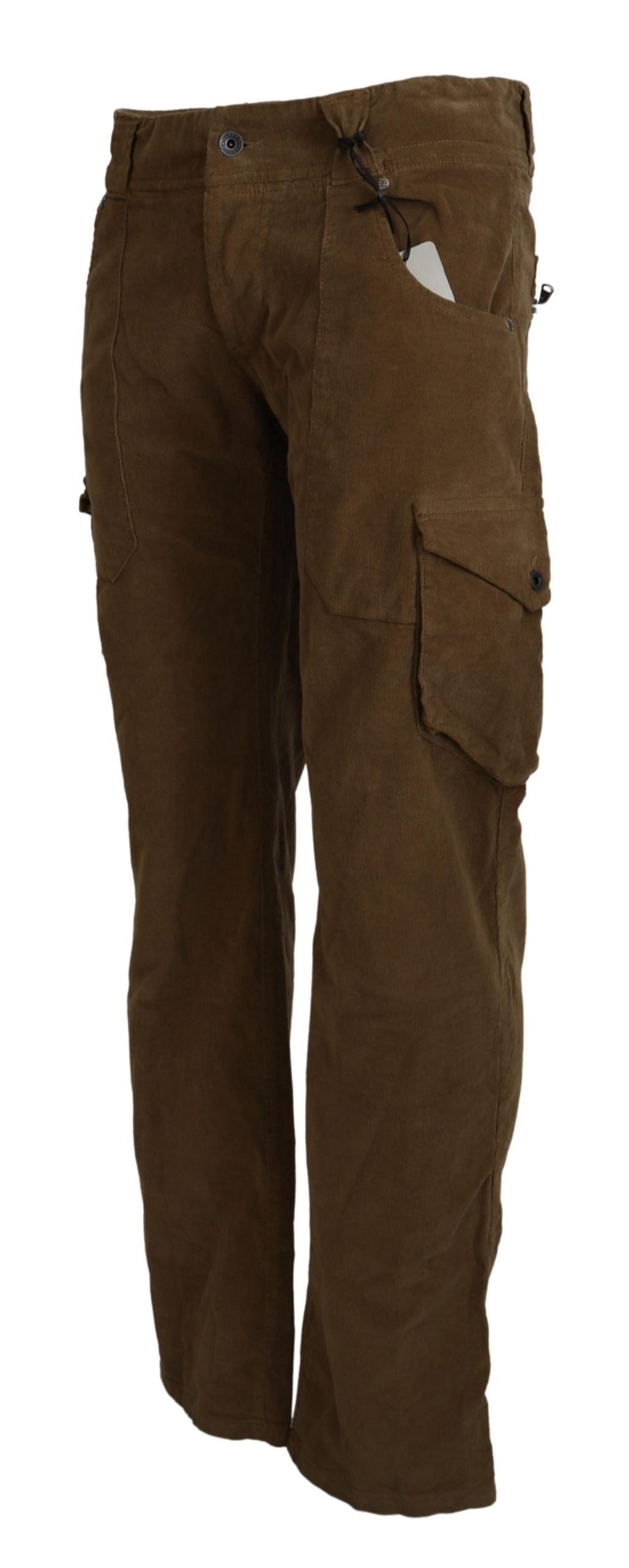 Ermanno Scervino Chic Brown Corduroy Cargo Pants IT46 | S