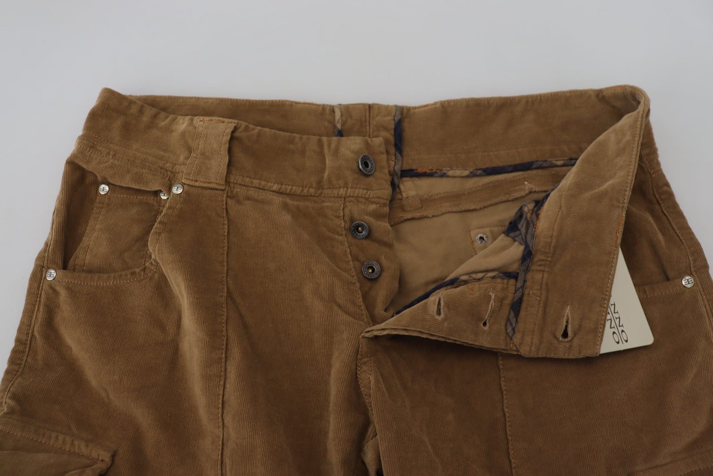 Ermanno Scervino Chic Brown Corduroy Cargo Pants IT46 | S